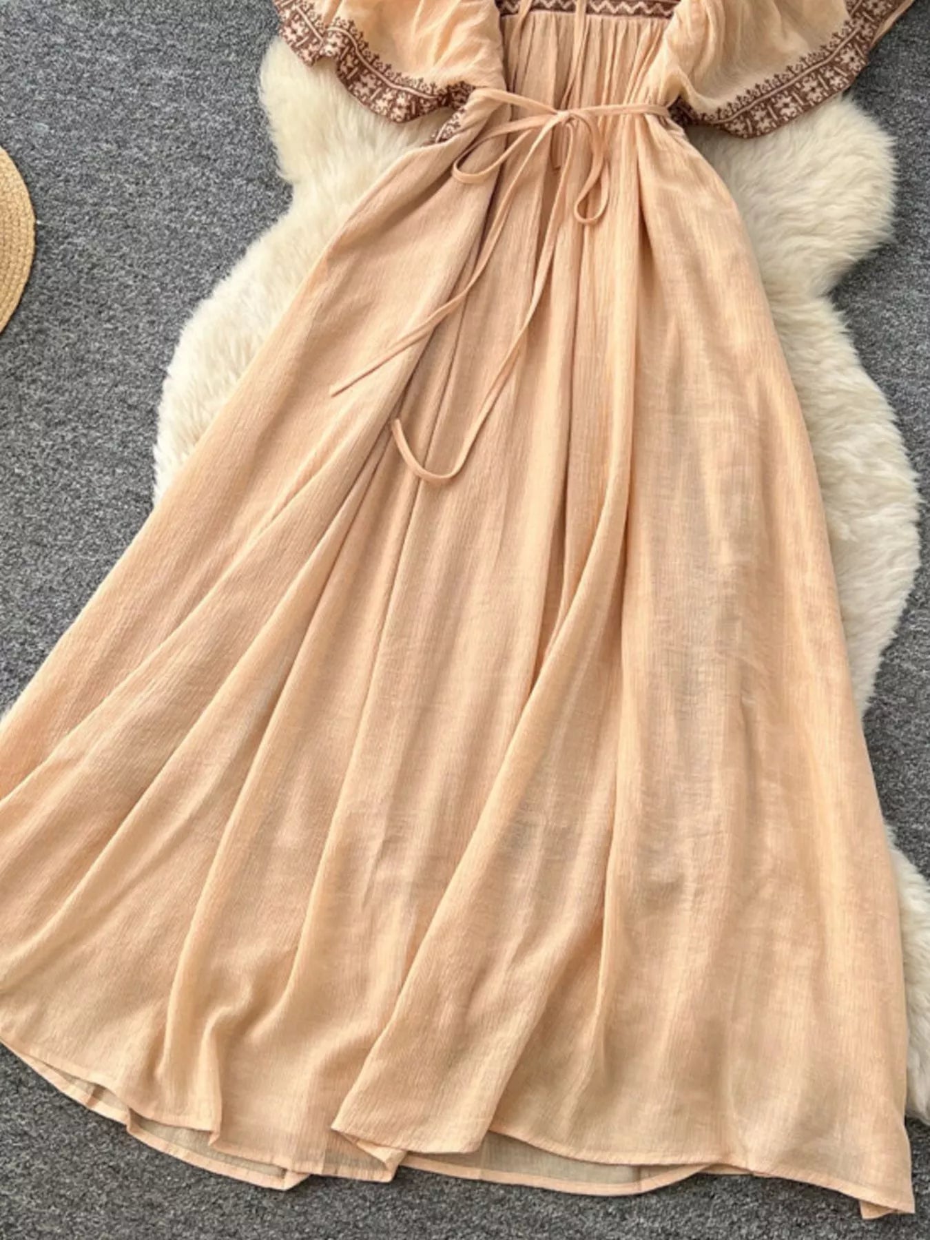 Tie Neck Short Sleeve Dress