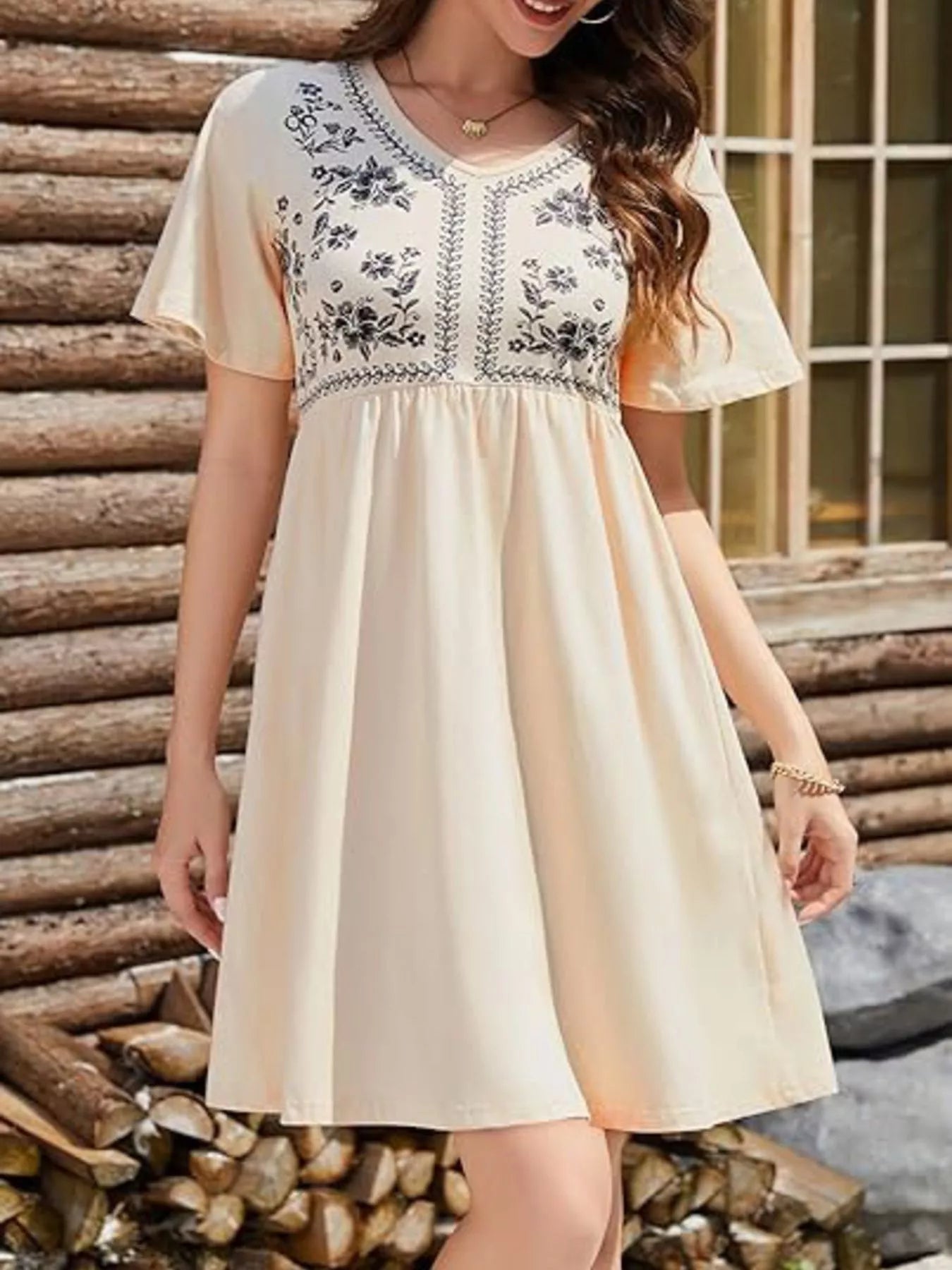 Floral V-Neck Mini Dress