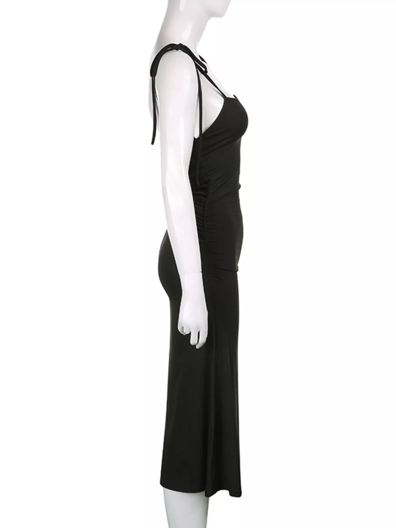 Ruched Tie Shoulder Midi Dress