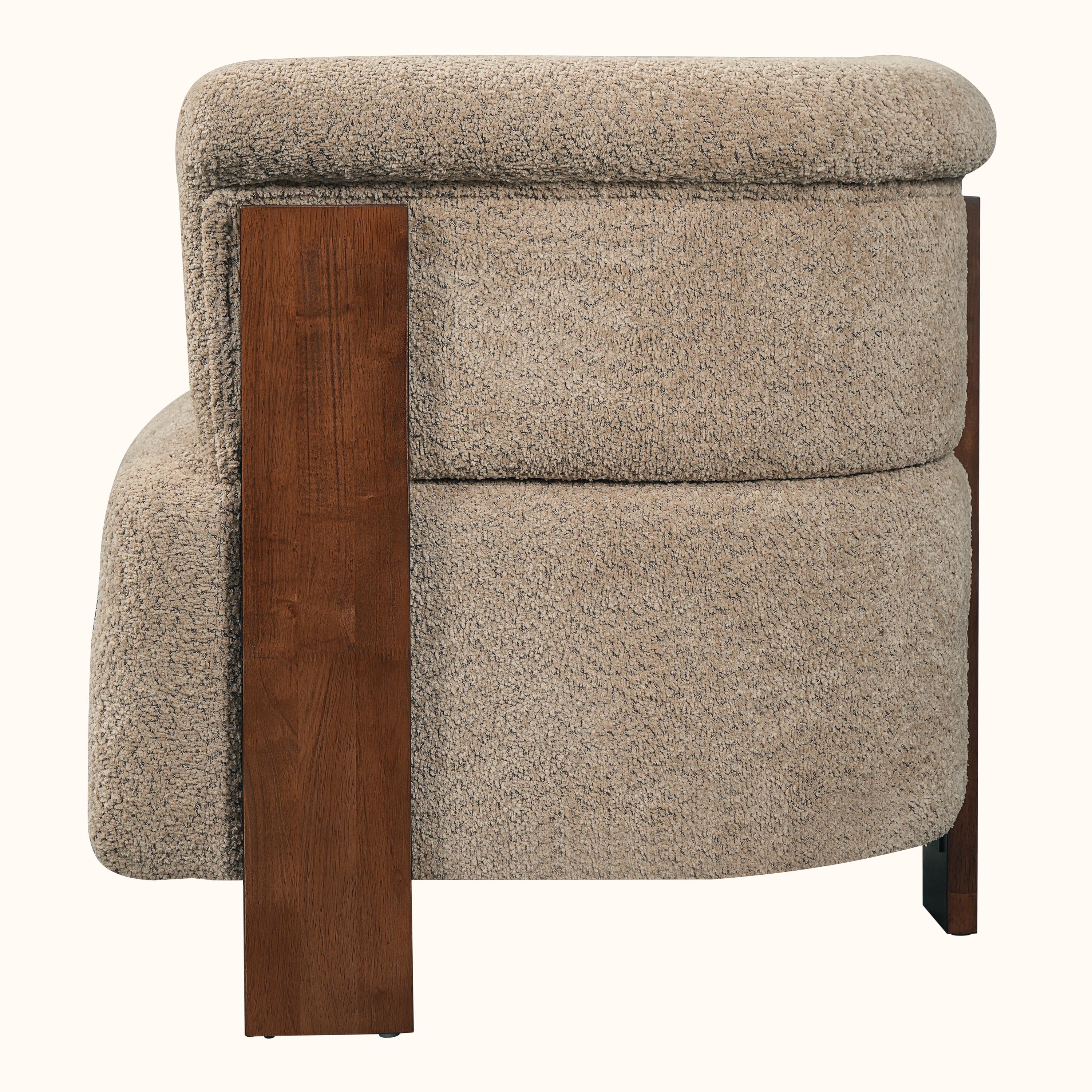 31.7" Mid-Century Curved Barrel Accent Chair