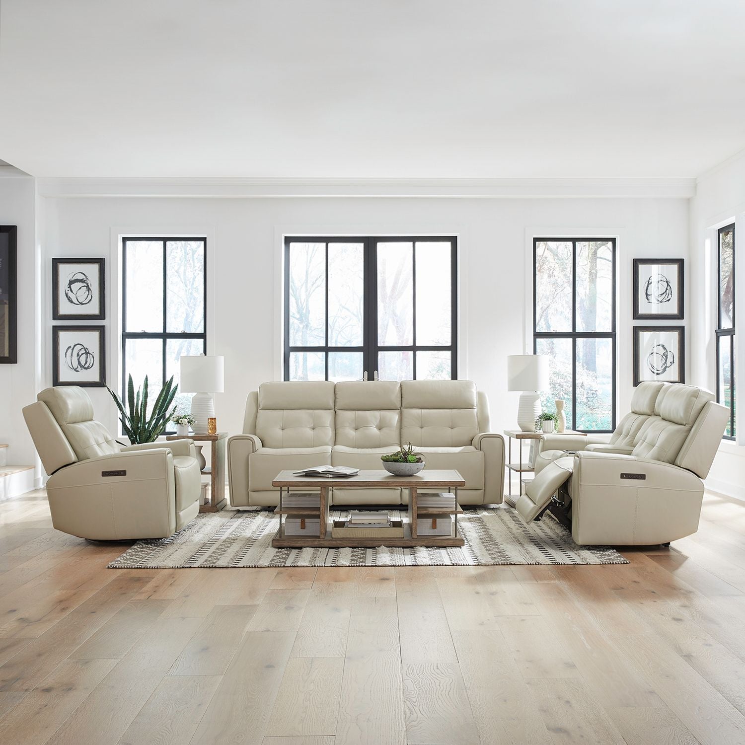 Alabaster Collection Top Grain Leather Power Recliners