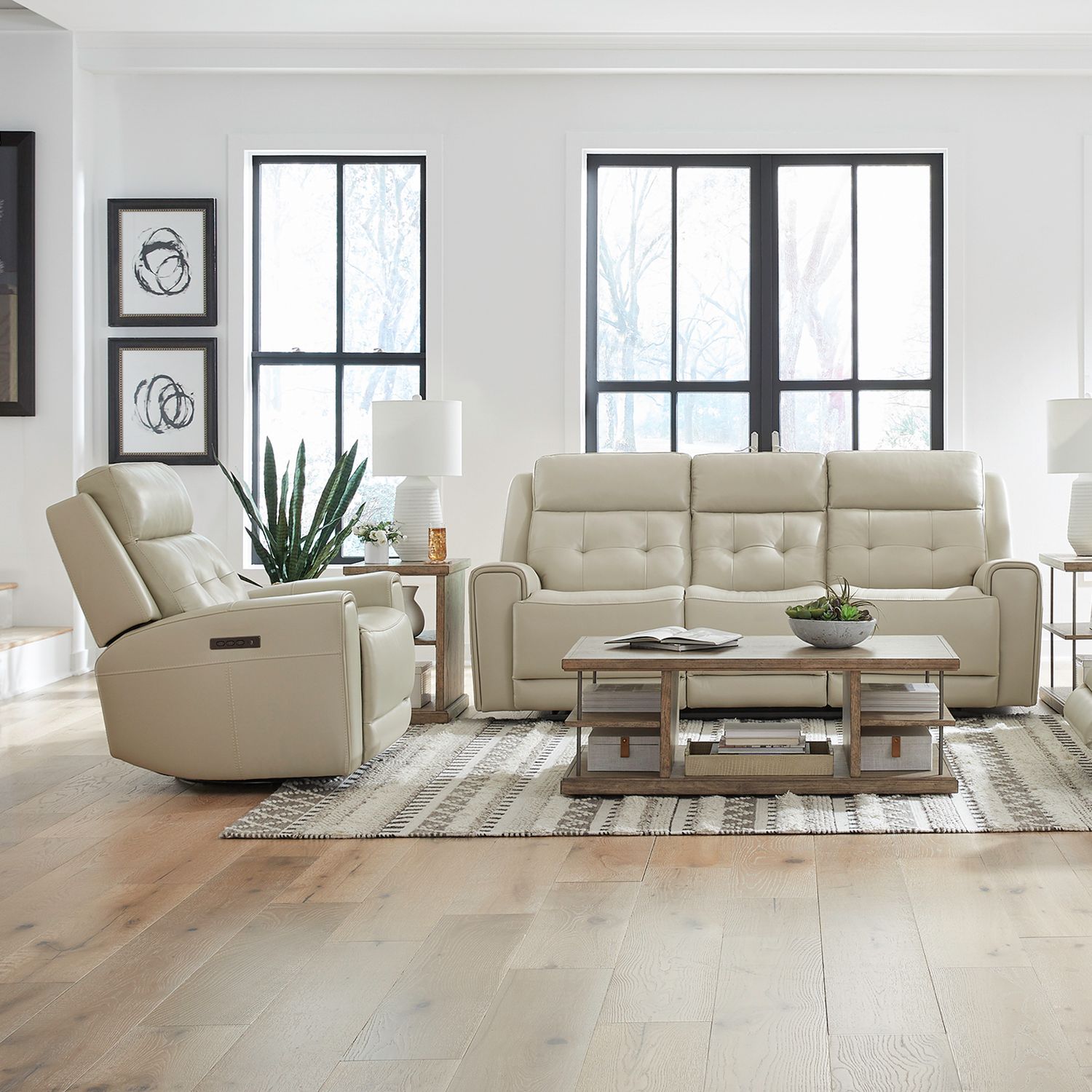 Alabaster Collection Top Grain Leather Power Recliners