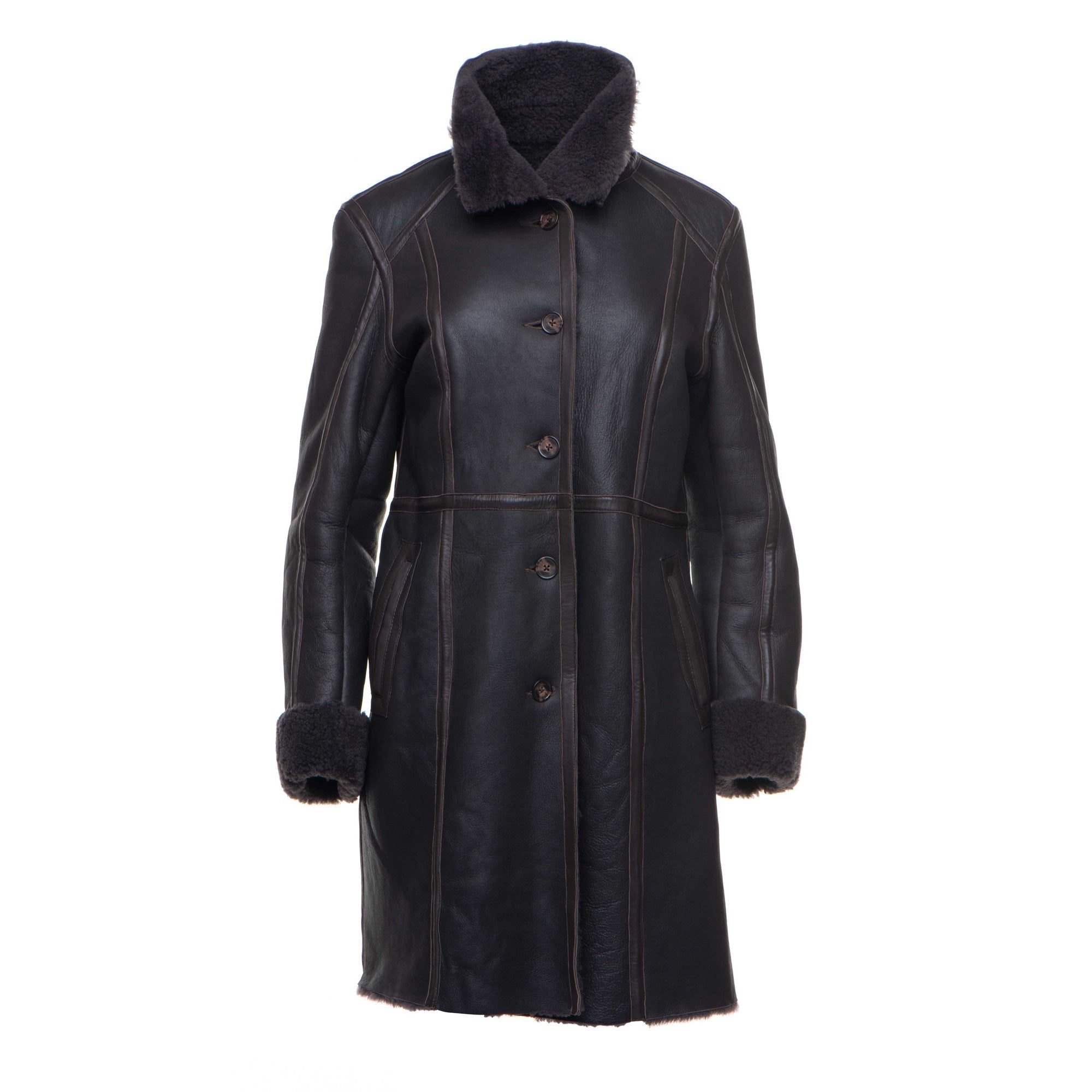 Women’s Shaunnas Buttoned 3/4 Length Shearling Coat