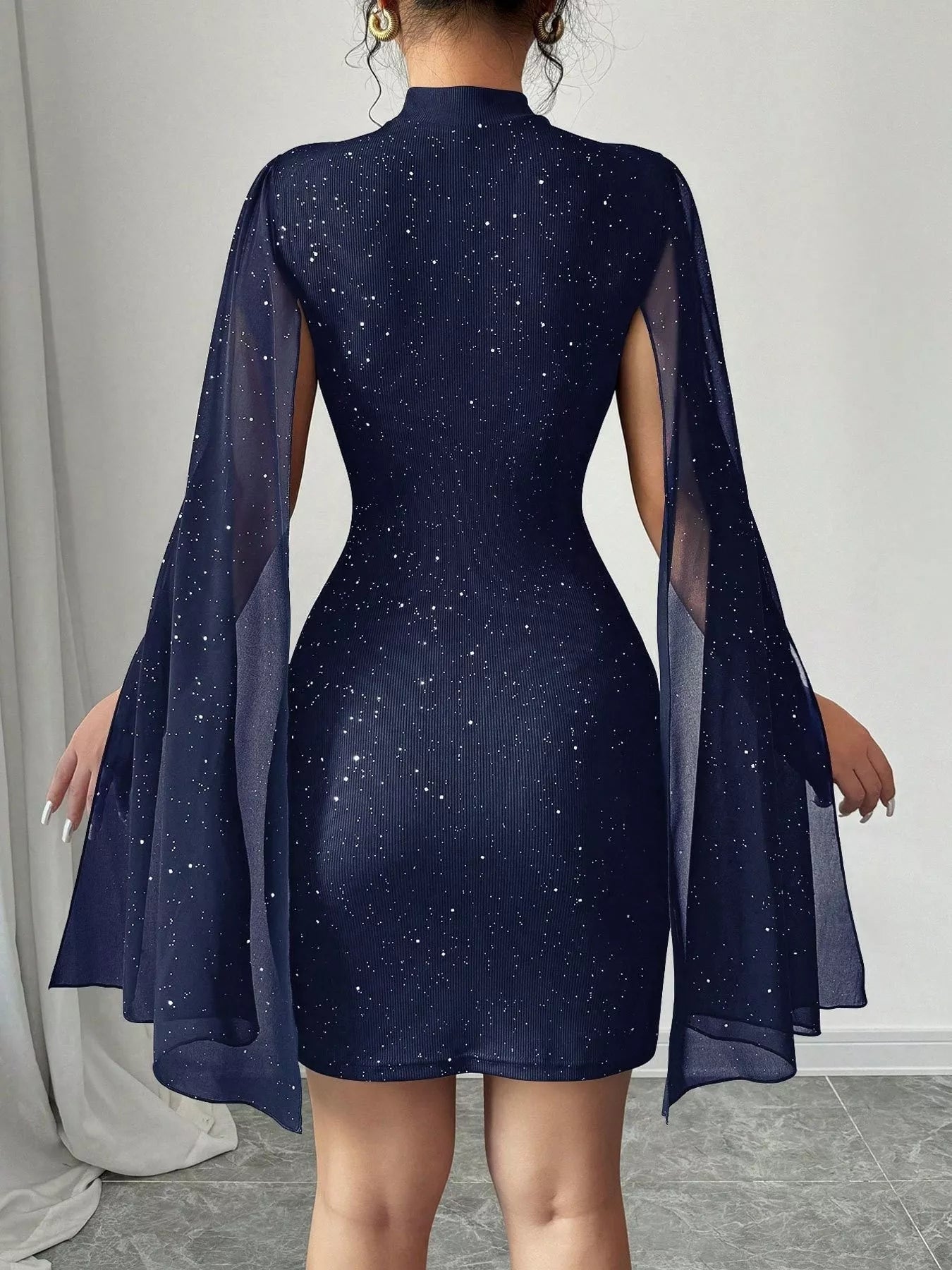Cutout Bodycon Mini Dress with Cape Sleeves