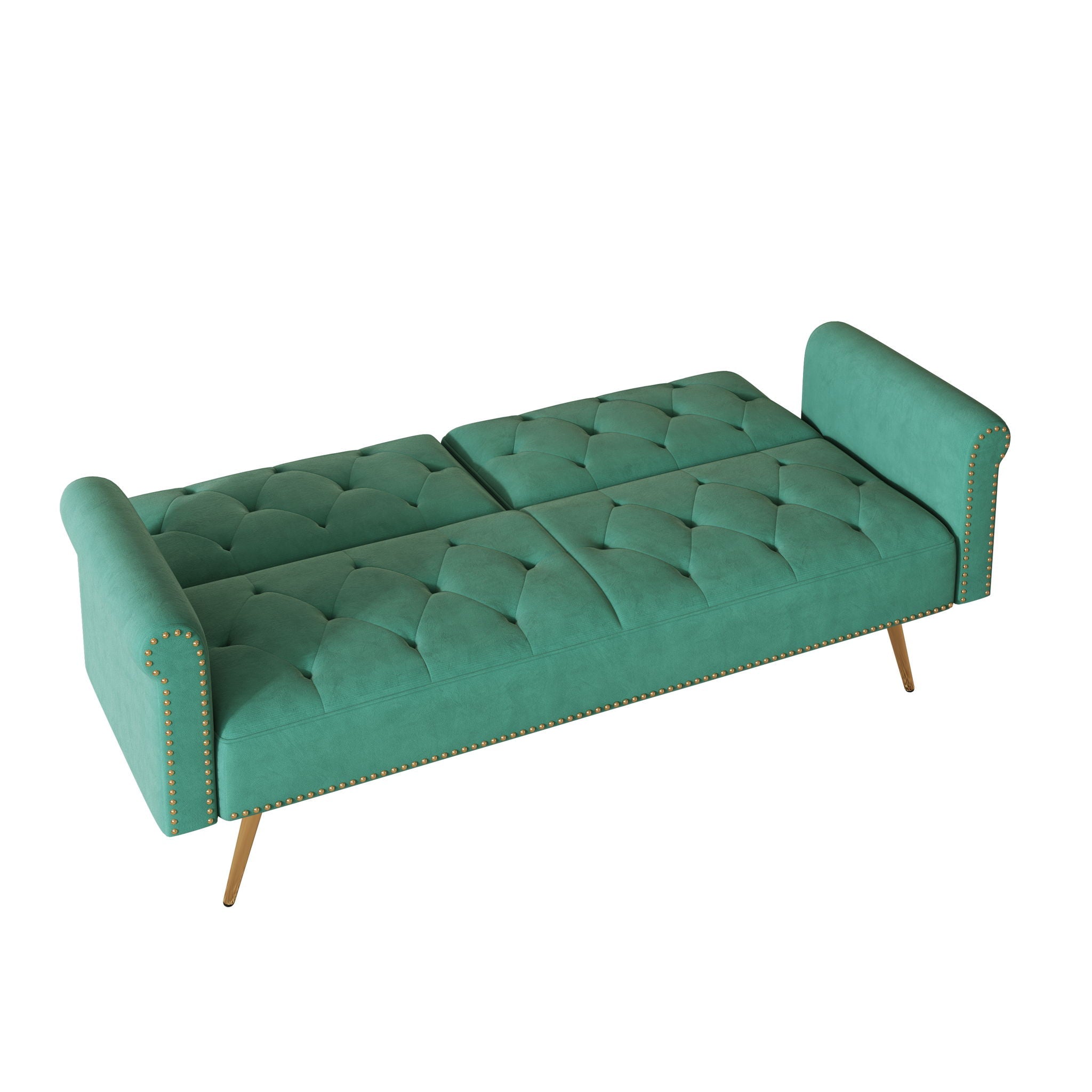 Luxurious Sofa Bed With Nail Head Trim And Matching Pillow