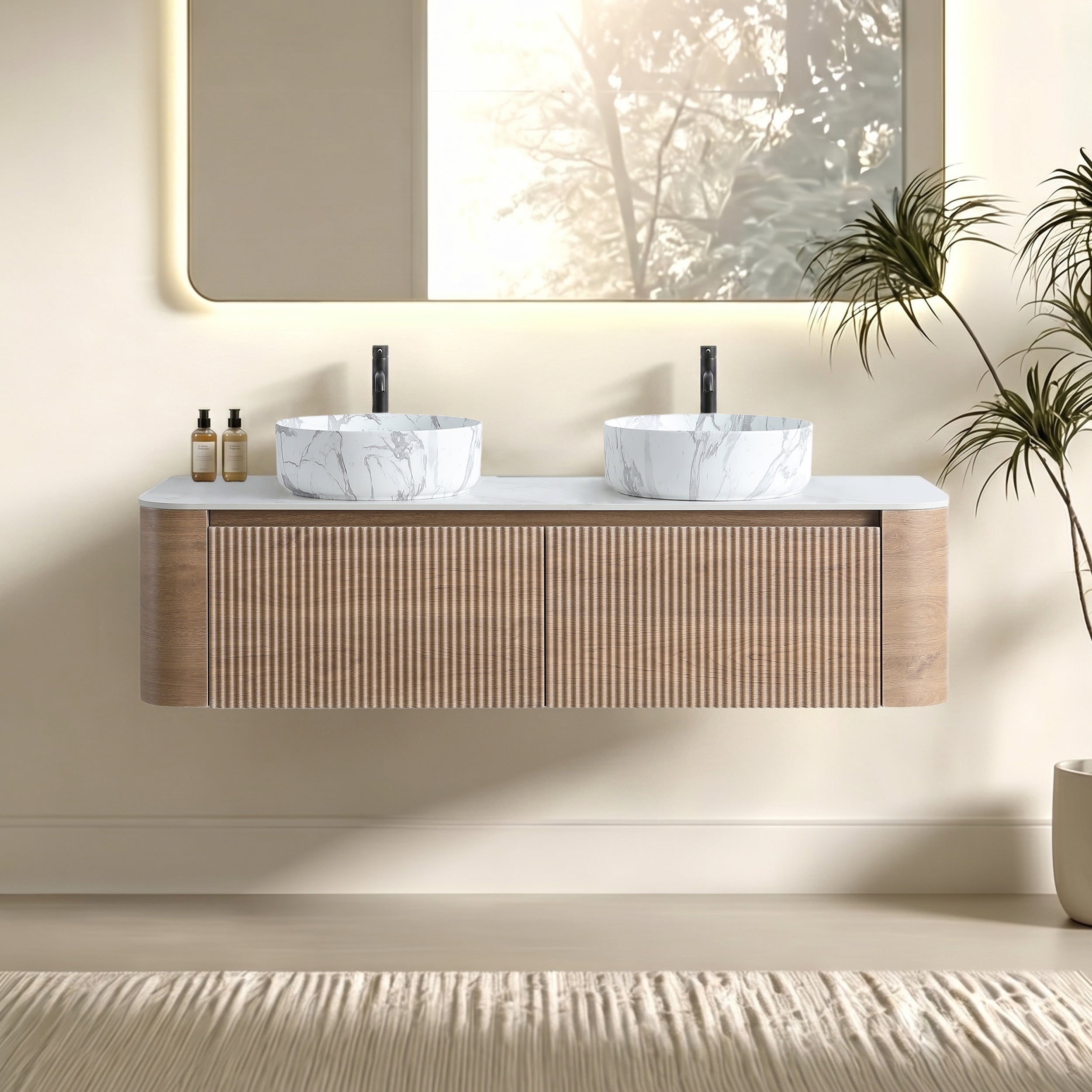 Erba 60 Inch Bathroom Vanity with Sink, Honey