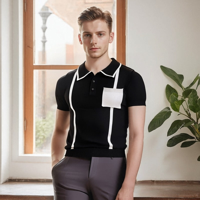 Men's summer T-shirt with collar and short sleeved polo shirt