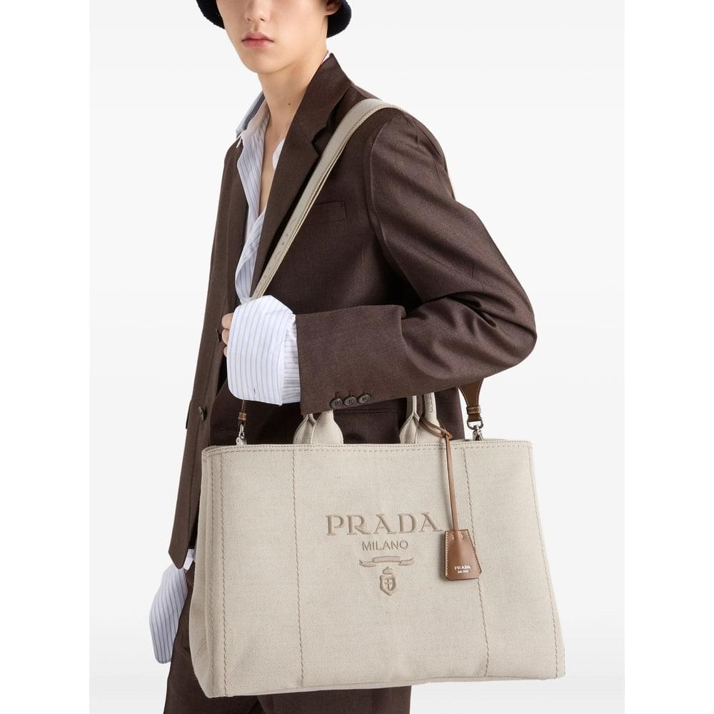 Prada Neutrals Tote Bags Men