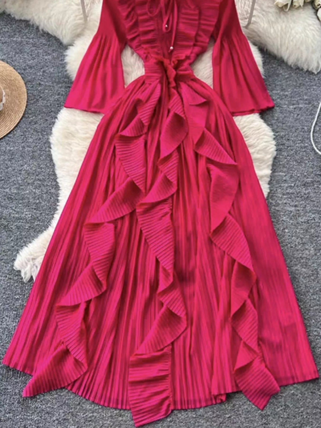 Ruffled A-Line Midi Dress