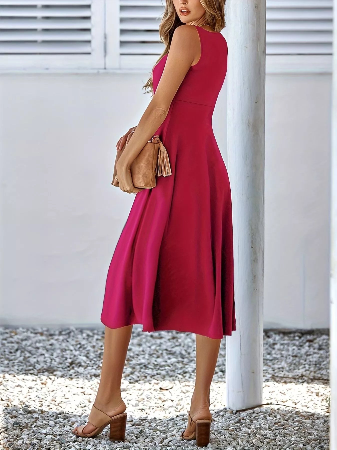 Sleeveless A-Line Midi Dress