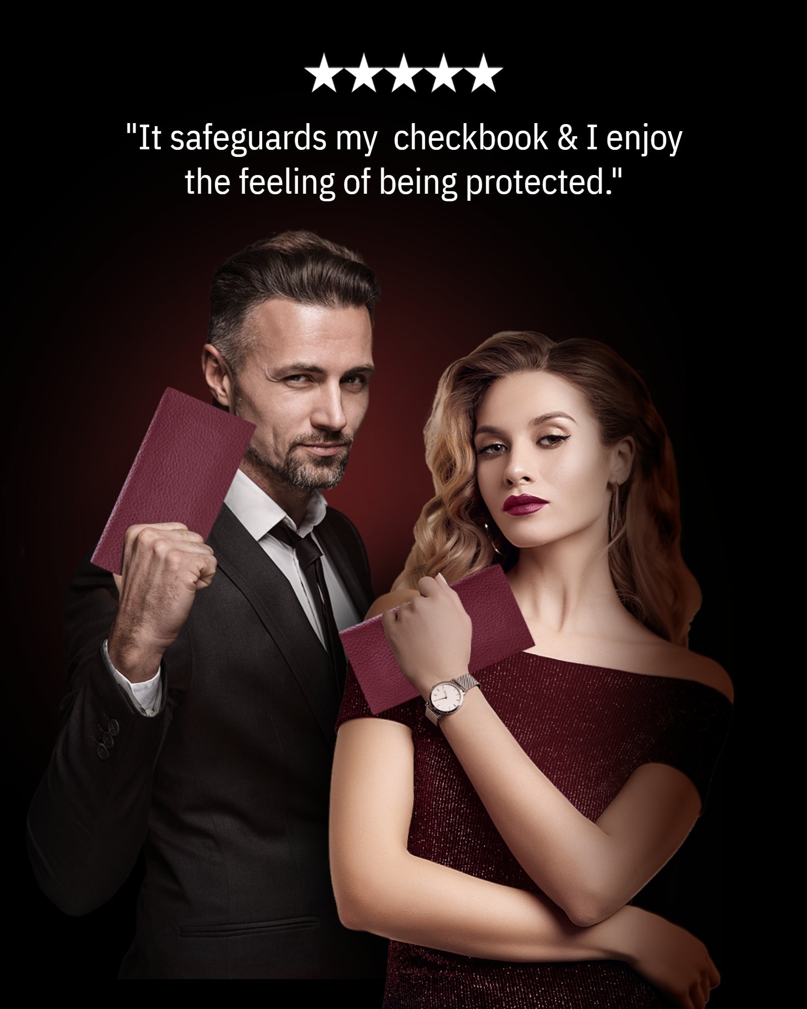 Genuine Leather Checkbook Cover – Card Slots, RFID Blocking