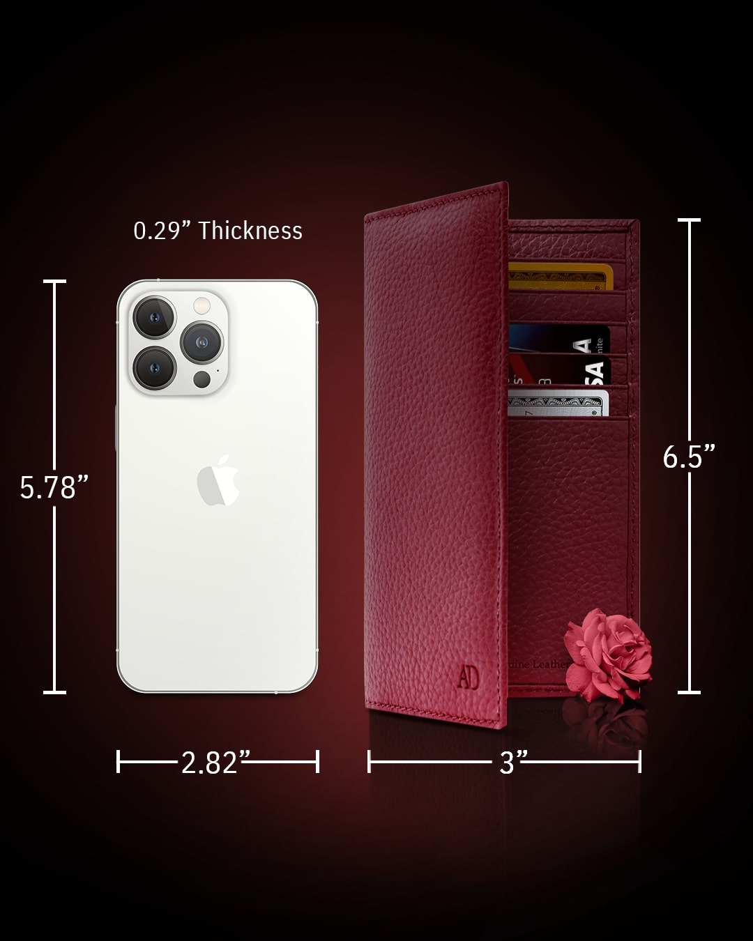 Genuine Leather Checkbook Cover – Card Slots, RFID Blocking