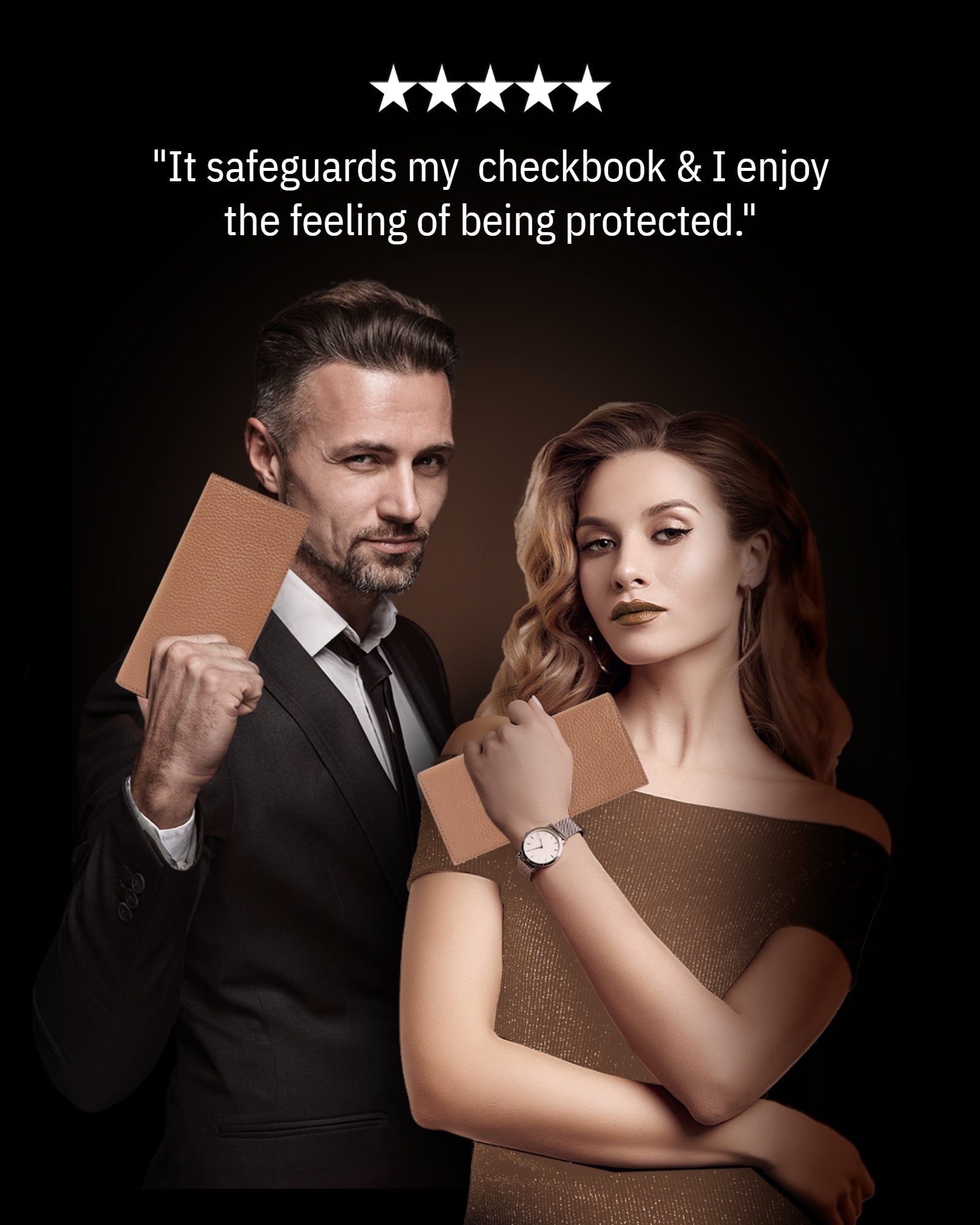 Genuine Leather Checkbook Cover – Card Slots, RFID Blocking