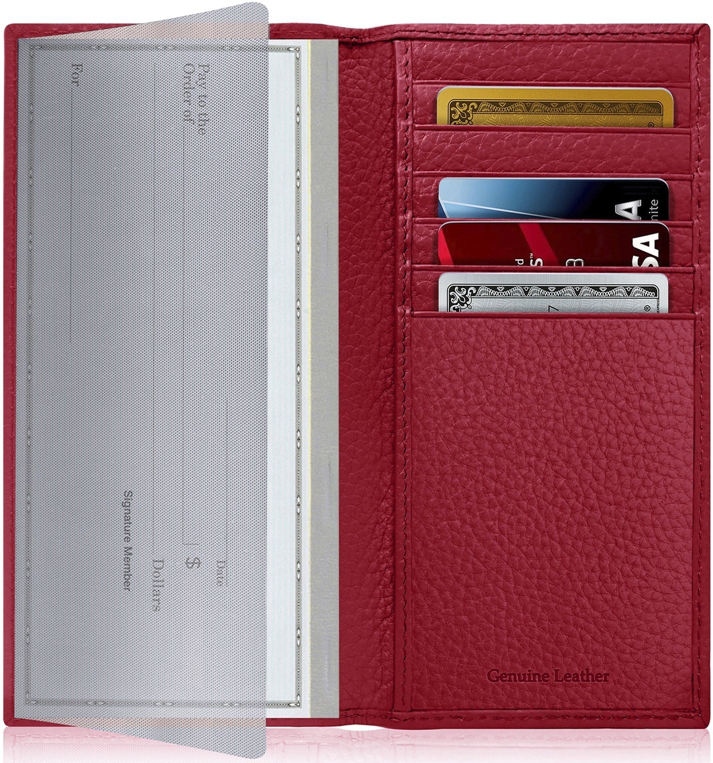 Genuine Leather Checkbook Cover – Card Slots, RFID Blocking