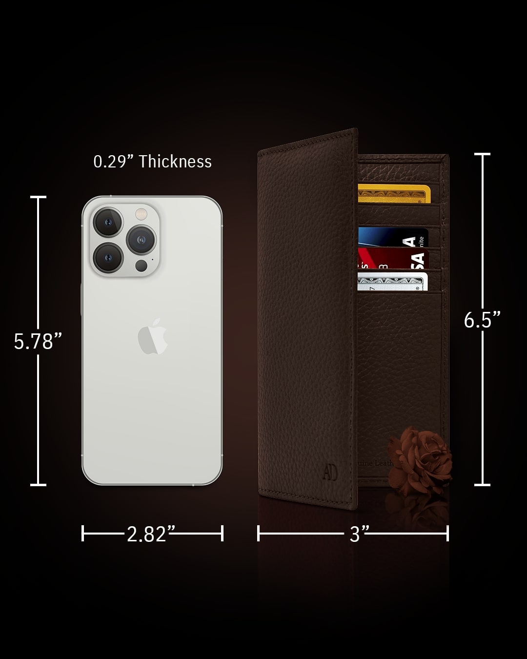 Genuine Leather Checkbook Cover – Card Slots, RFID Blocking