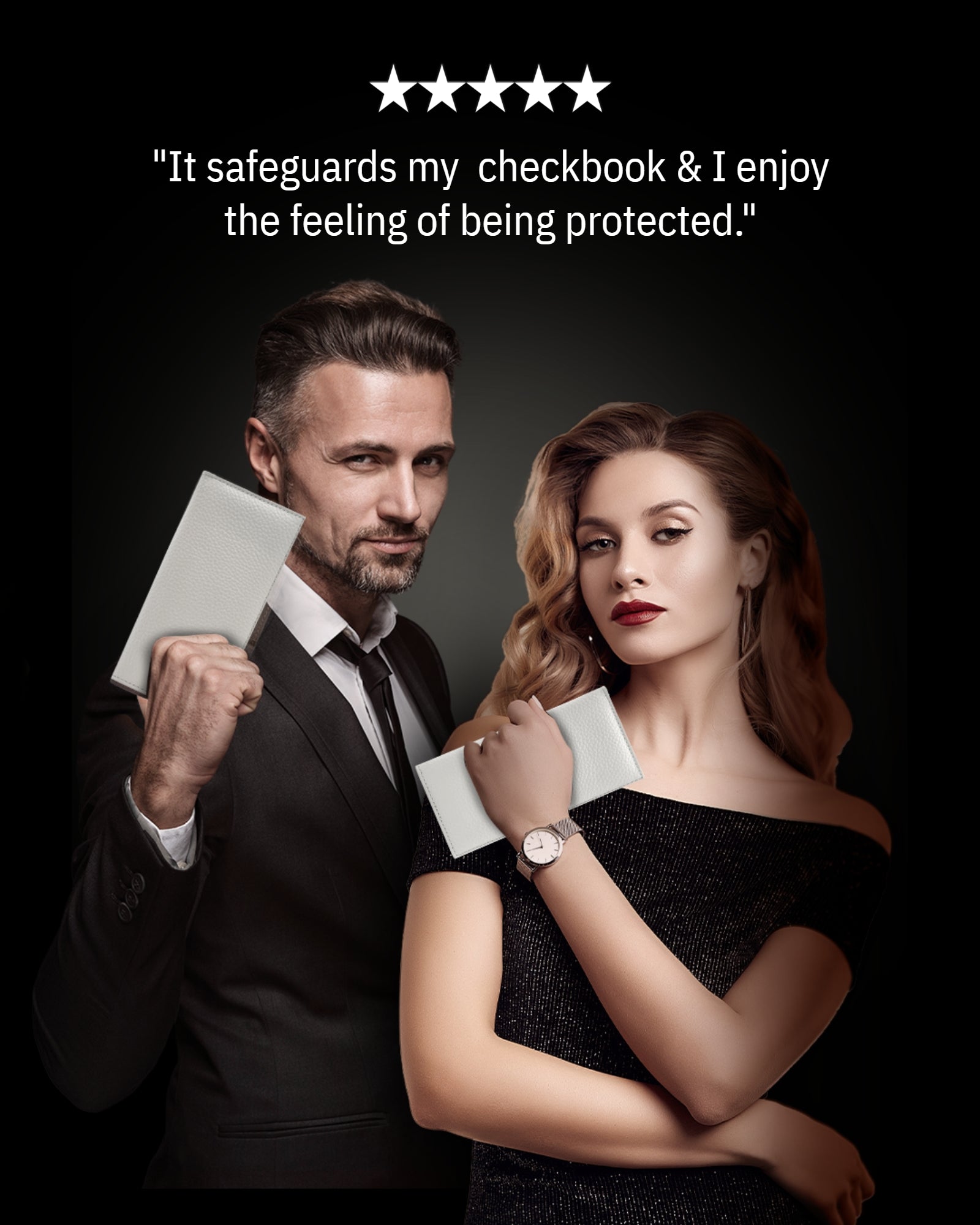 Genuine Leather Checkbook Cover – Card Slots, RFID Blocking