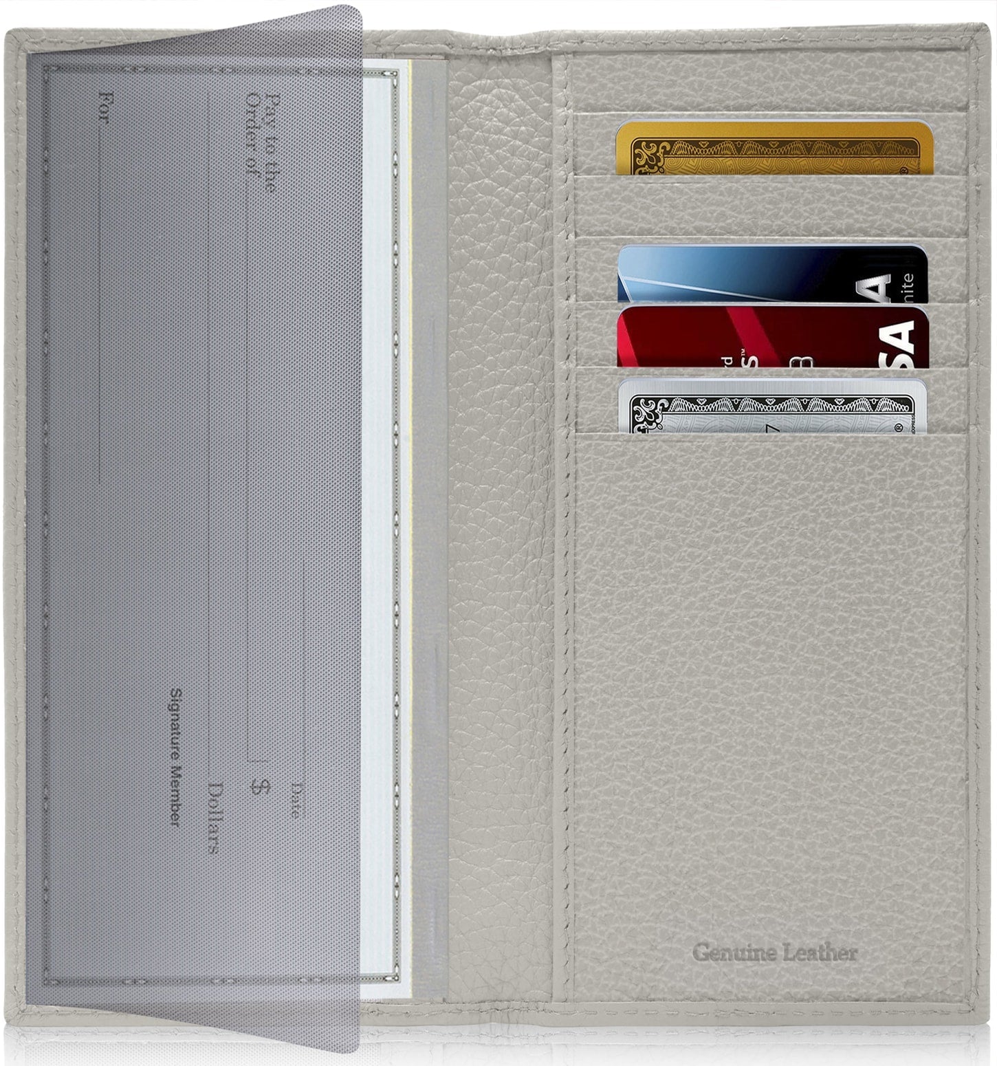 Genuine Leather Checkbook Cover – Card Slots, RFID Blocking
