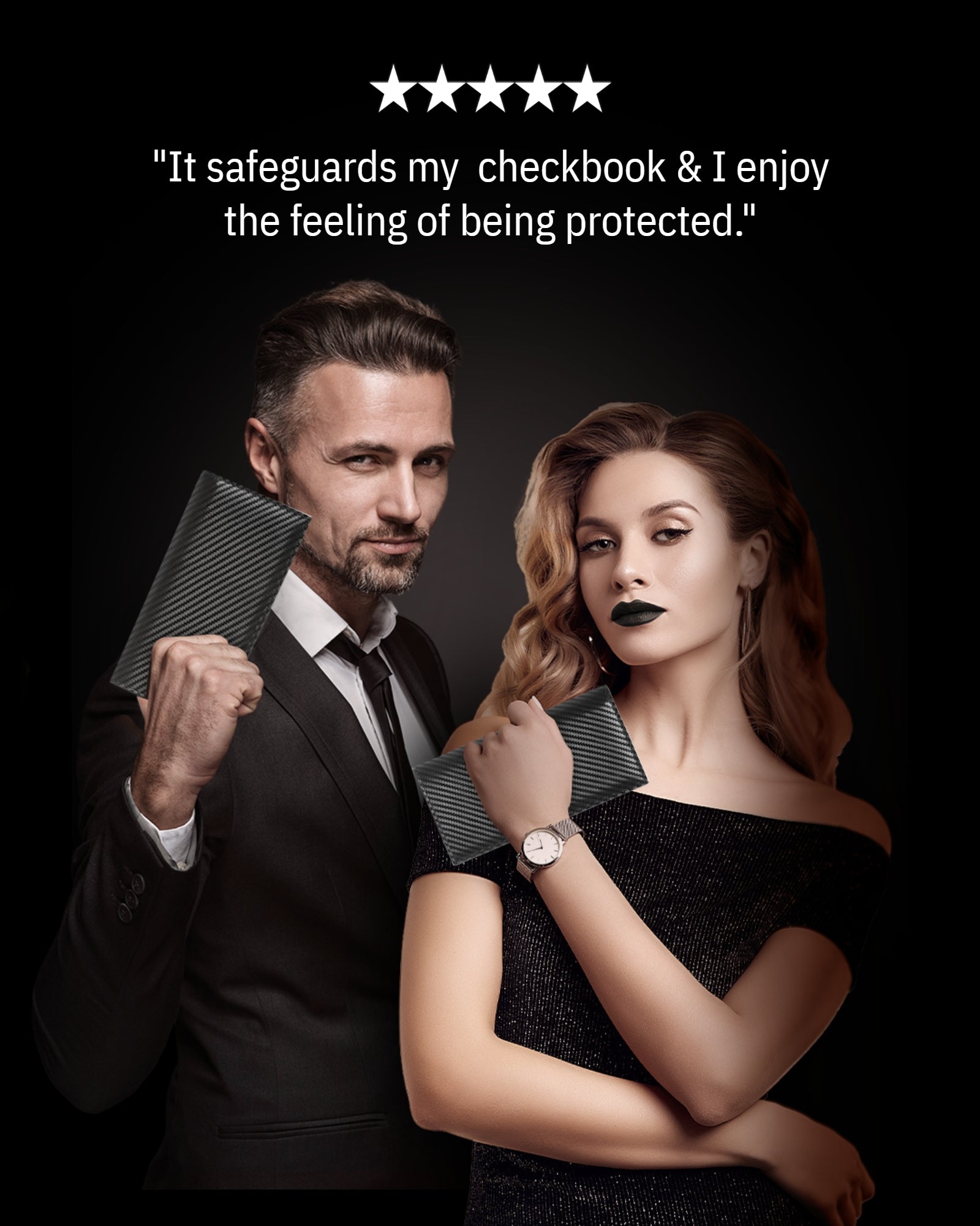 Genuine Leather Checkbook Cover – Card Slots, RFID Blocking