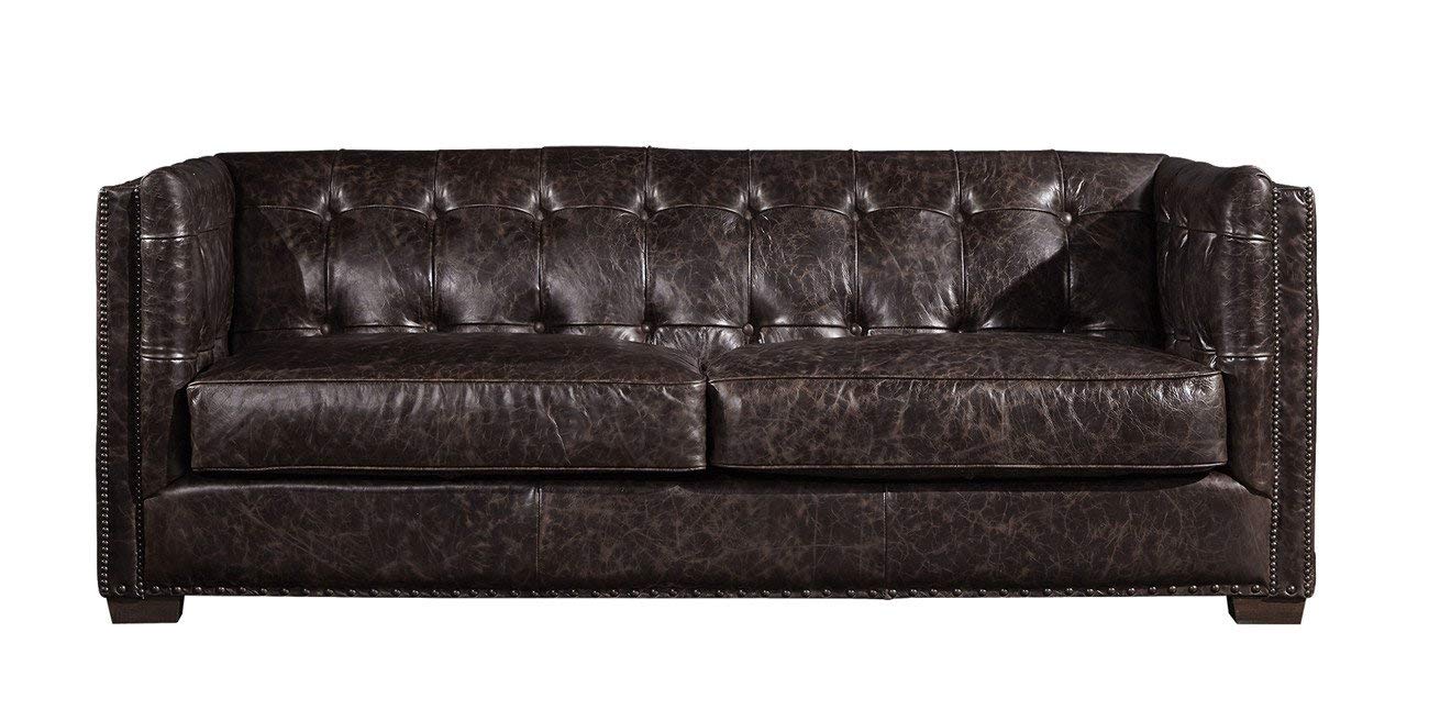 Tuxedo Leather Sofa - Dark Brown