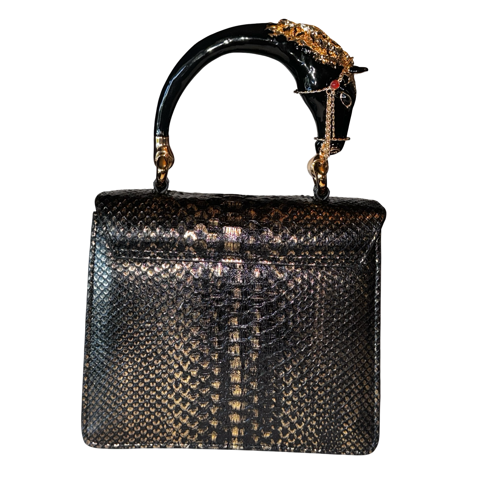 Noir d’Or Horse Handle Handbag
Authentic Black and Gold Python