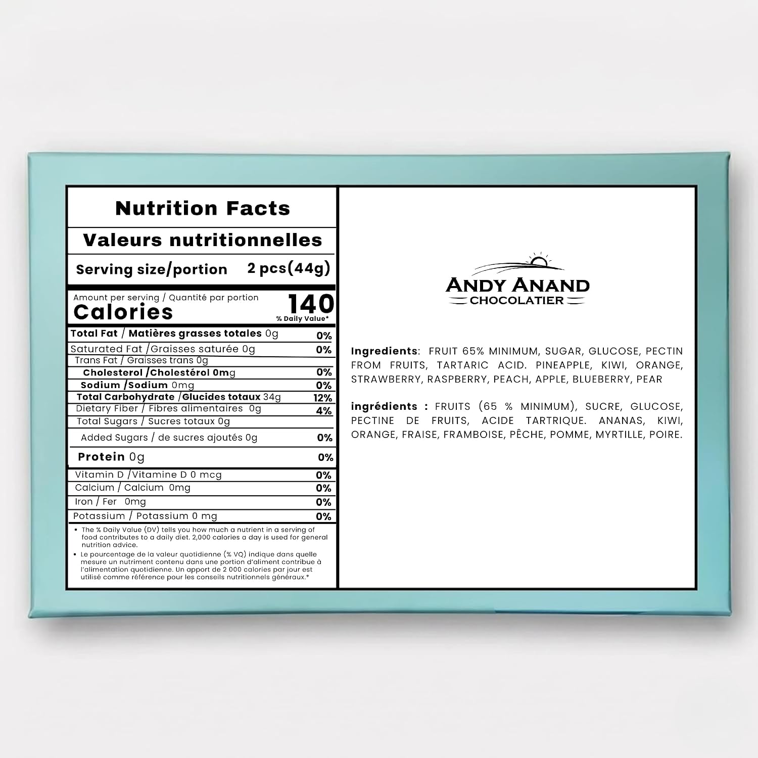 Andy Anand French Pates de Fruits Fruit Jellies, 65% Fruit, 24 pc – Imported French Candy Confection, Natural Fruit Flavors, Gourmet Birthday & Holiday Gift