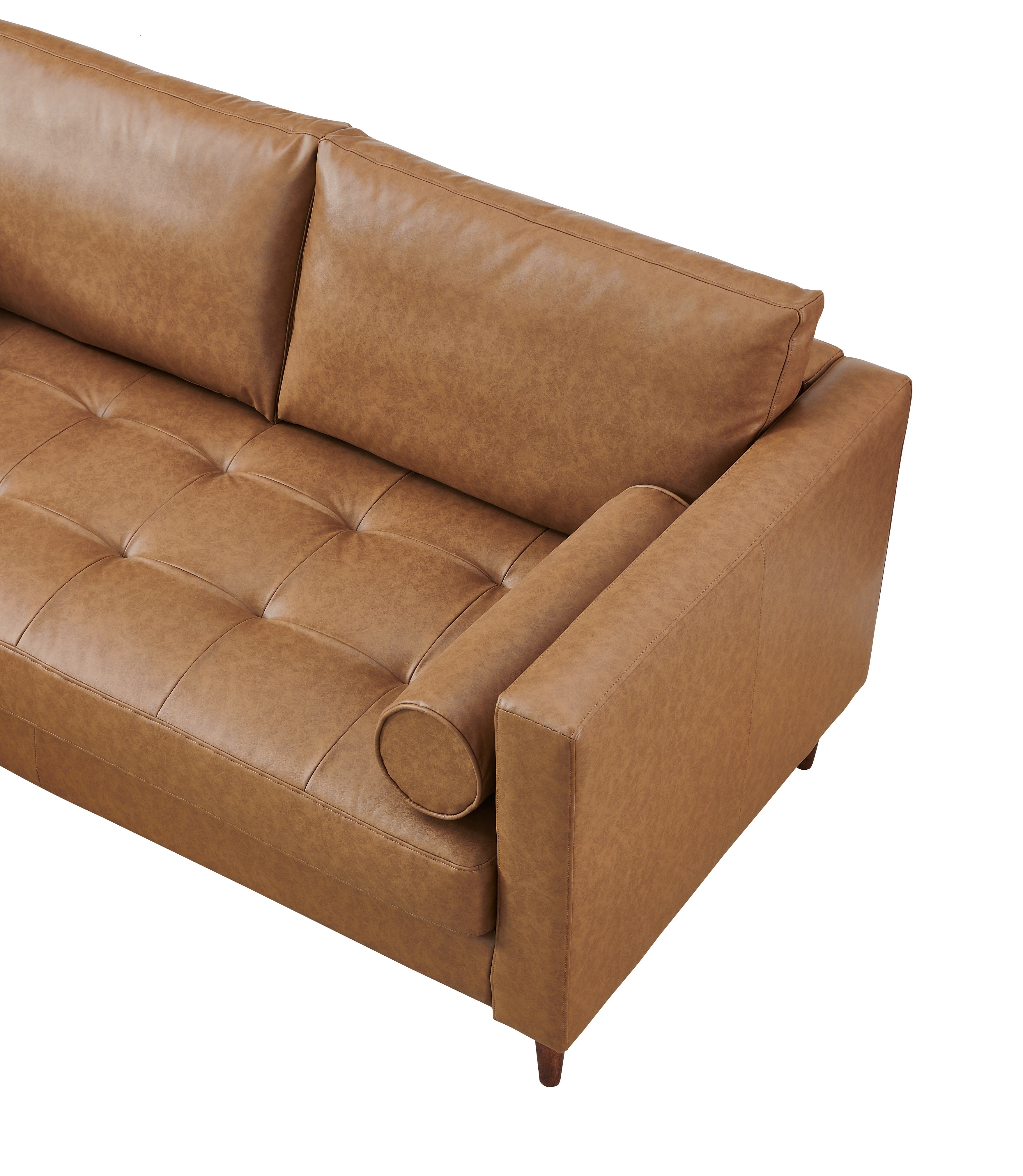 Alessandra Modern Contemporary Eco Leather Love Seat - Light Brown