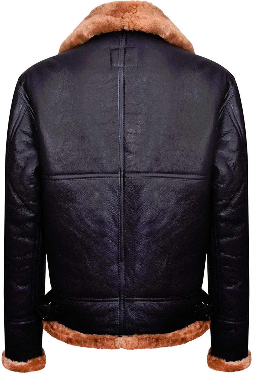 Men’s Aviator Ginger Brown B3 Real Shearling Sheepskin Leather Bomber Flying Jacket