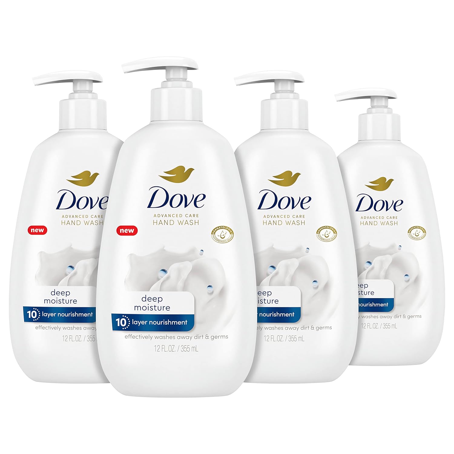 Dove Advanced Care Deep Moisture Hand Wash — 12 fl oz, Pack of 4