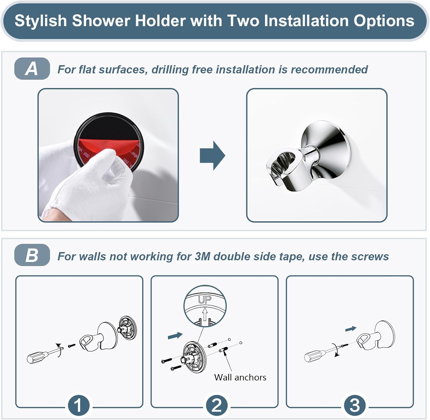 Dual Shower Head Combo with Extension Arm, 8 Inch Rainfall Shower Head with Handheld Shower head