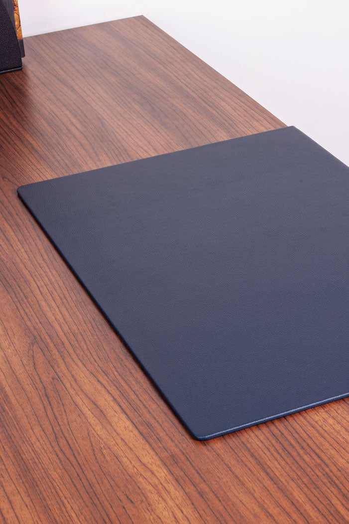 Premium Faux Leather Desk Mat Navy Edge Protection Limited