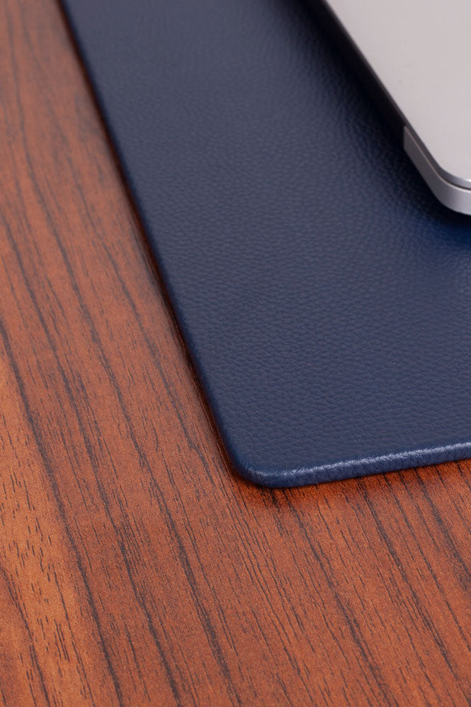 Premium Faux Leather Desk Mat Navy Edge Protection Limited
