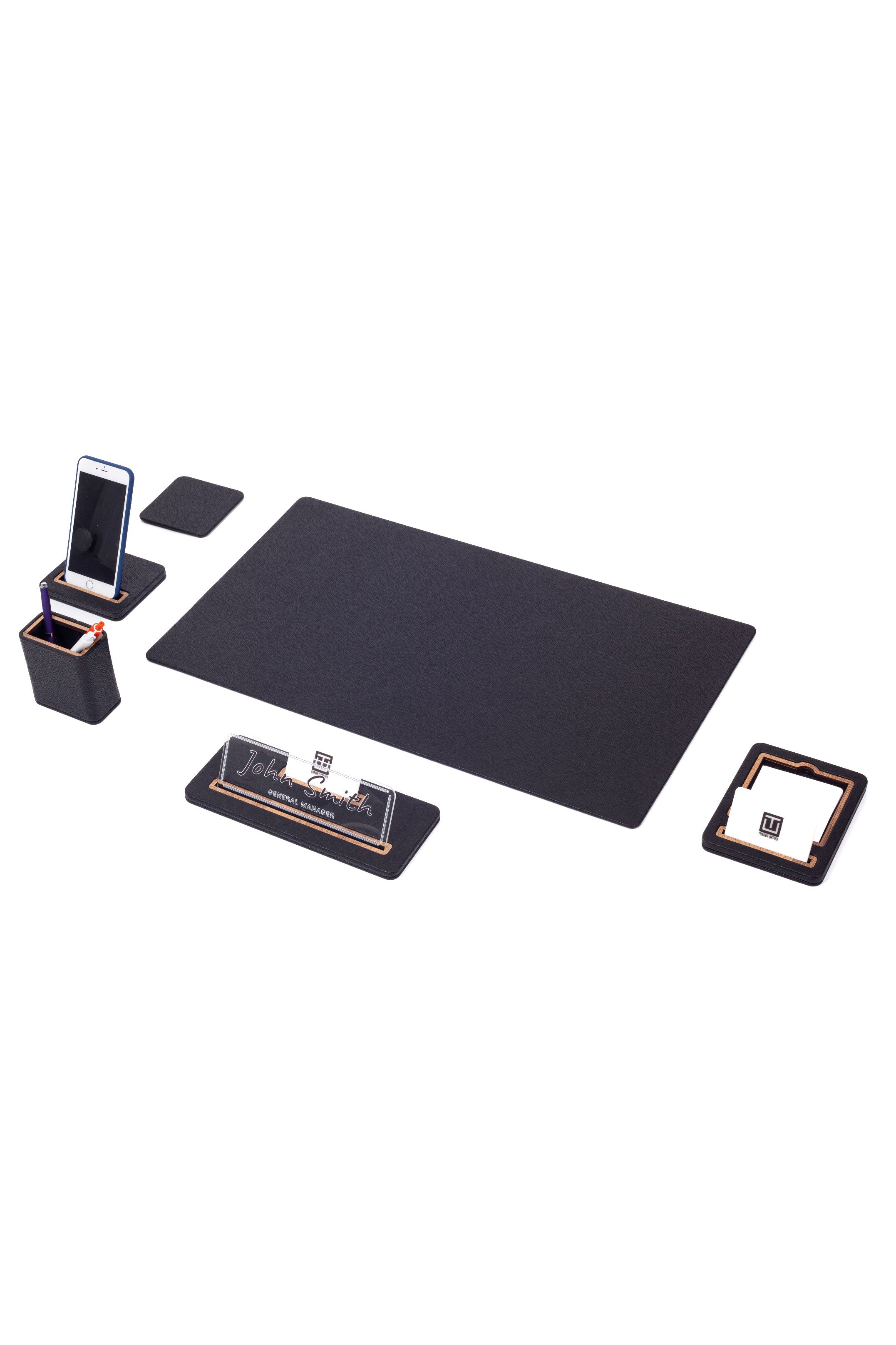 Sirus Leather Desk Set 6 Pieces with Desk Nameplate