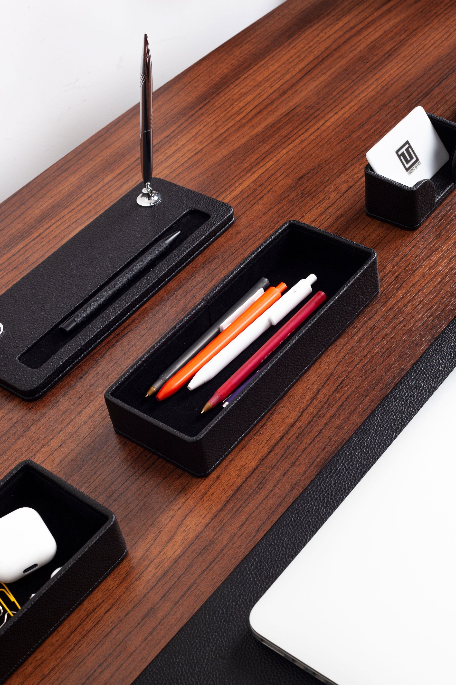 Roma Leather Desk Set Black 10 Pieces