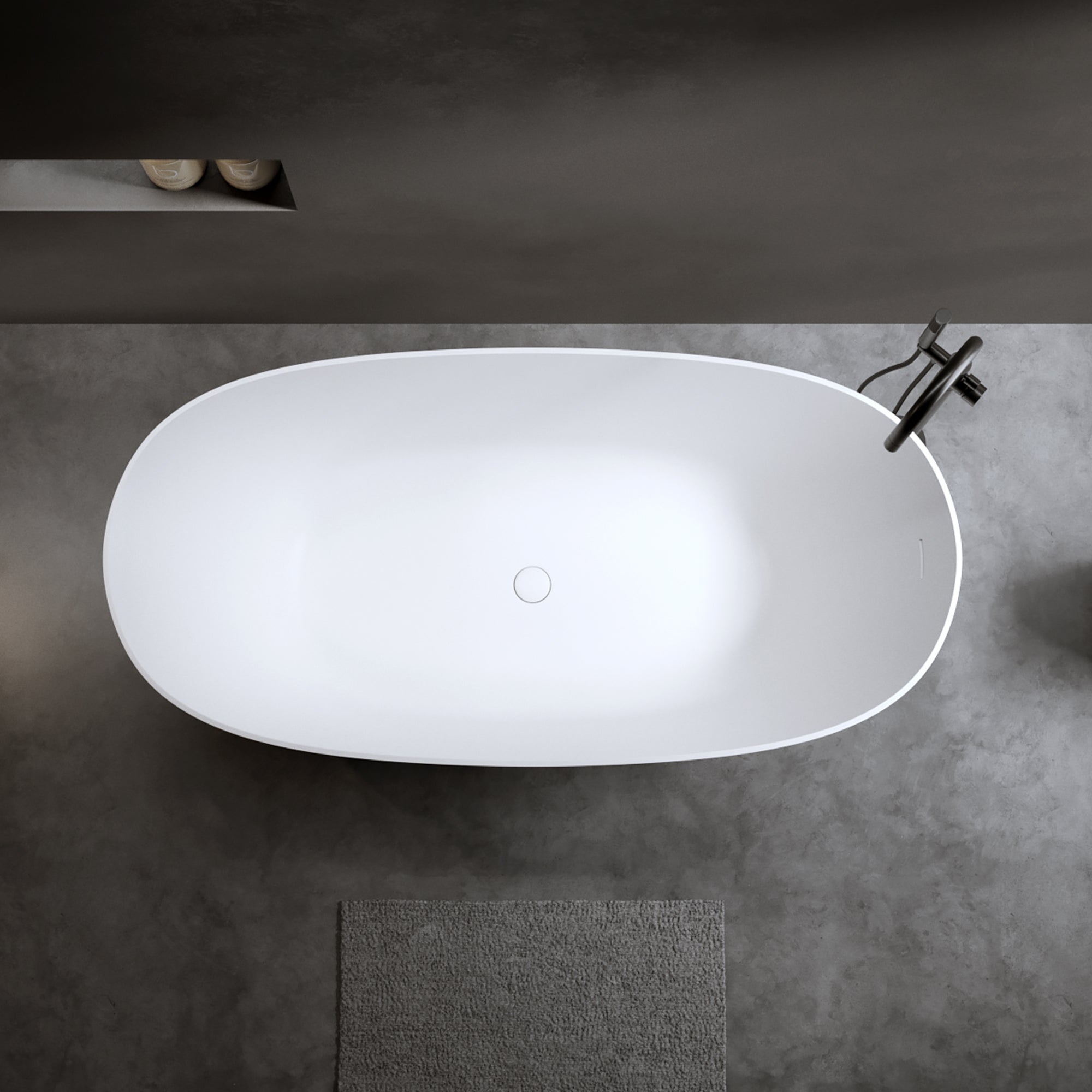 57" Solid Surface Matte Tub - Freestanding Soaking Bathtub
