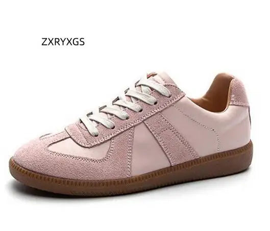 New Splicing Spell Colors Genuine Leather Shoes Flat Sneakers Temperament Trend Shoes Casual Sneakers Women Flats