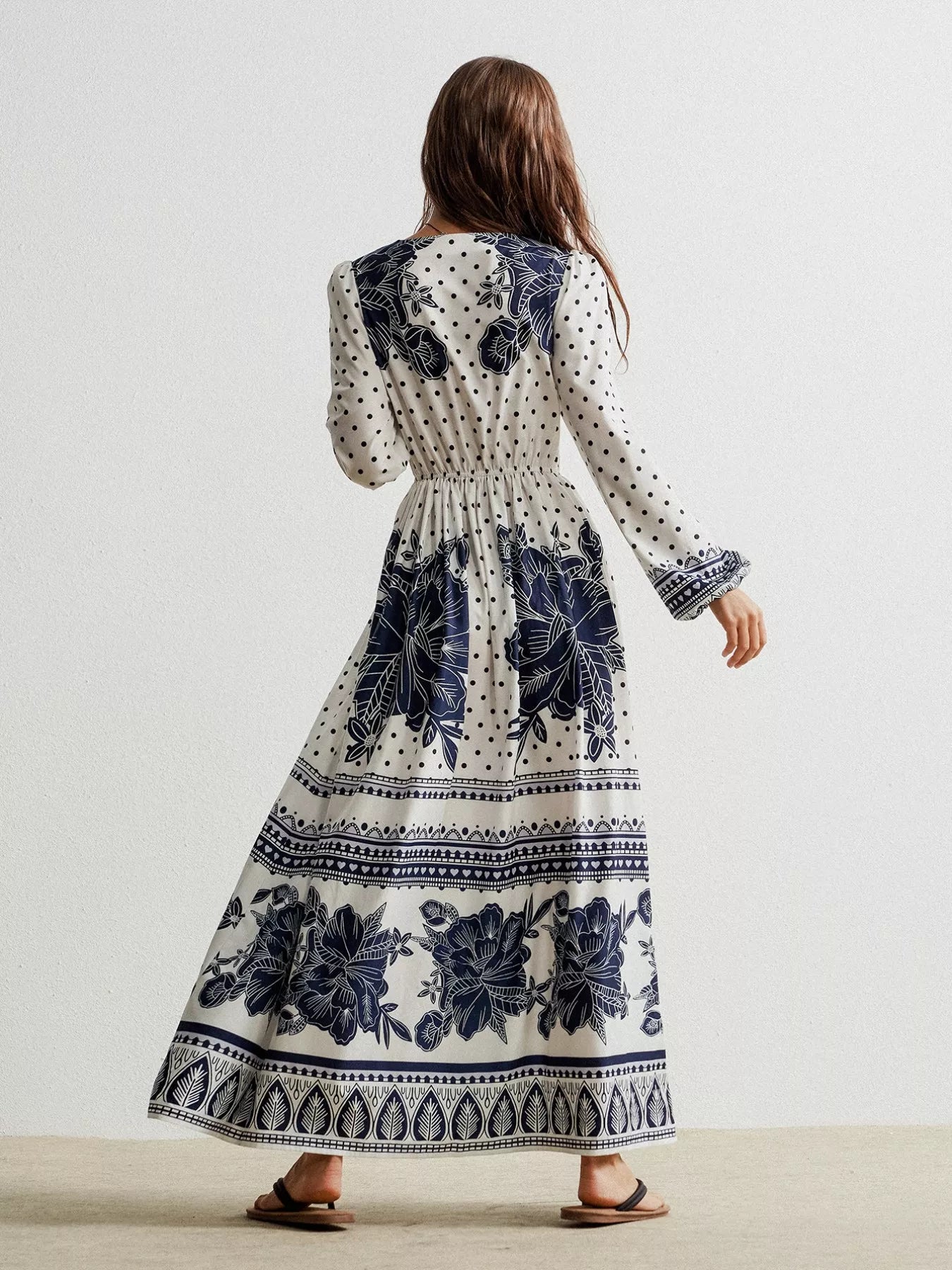 Floral Print Long Sleeve Maxi Dress