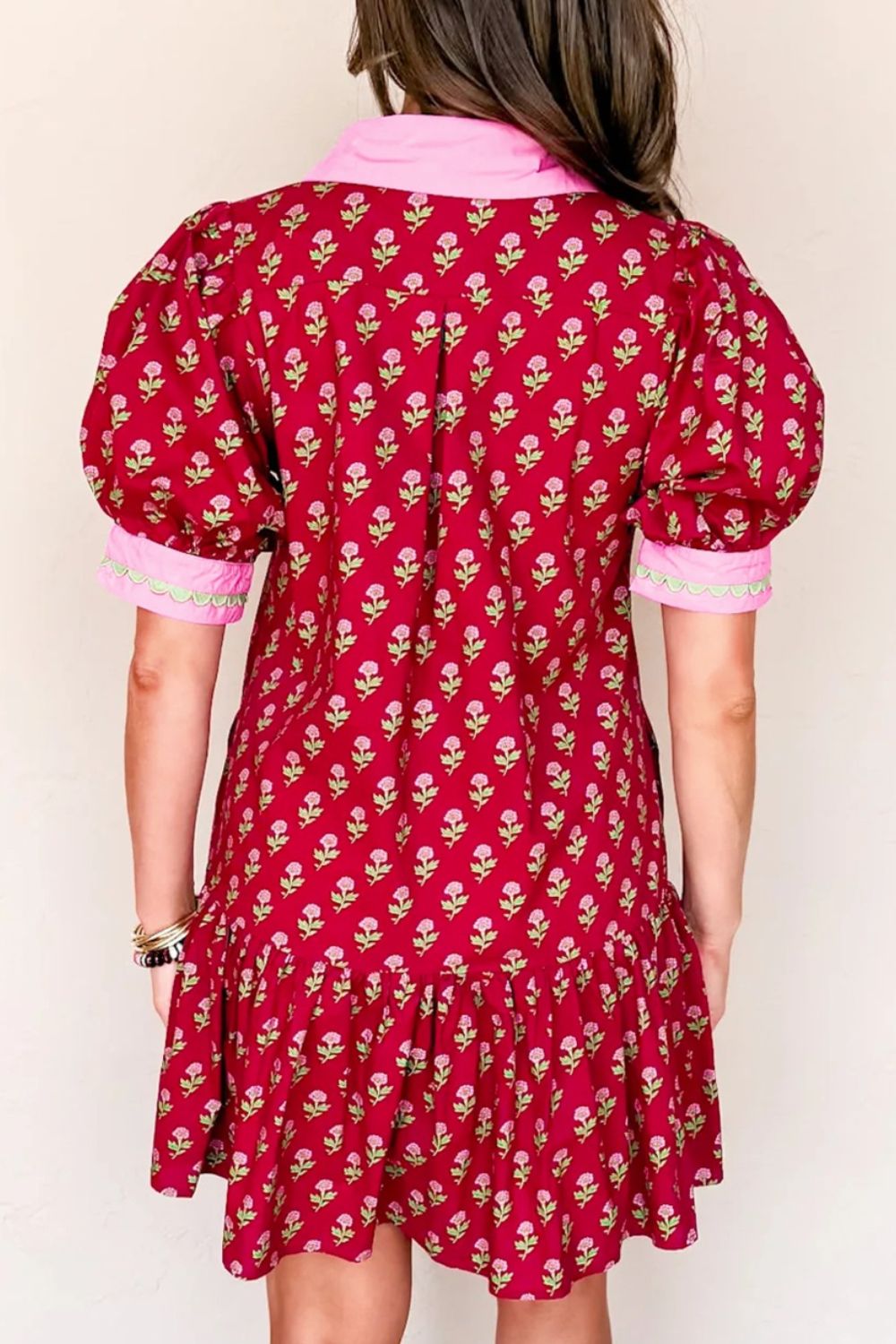 Floral Print Ruffle Hem Mini Dress
