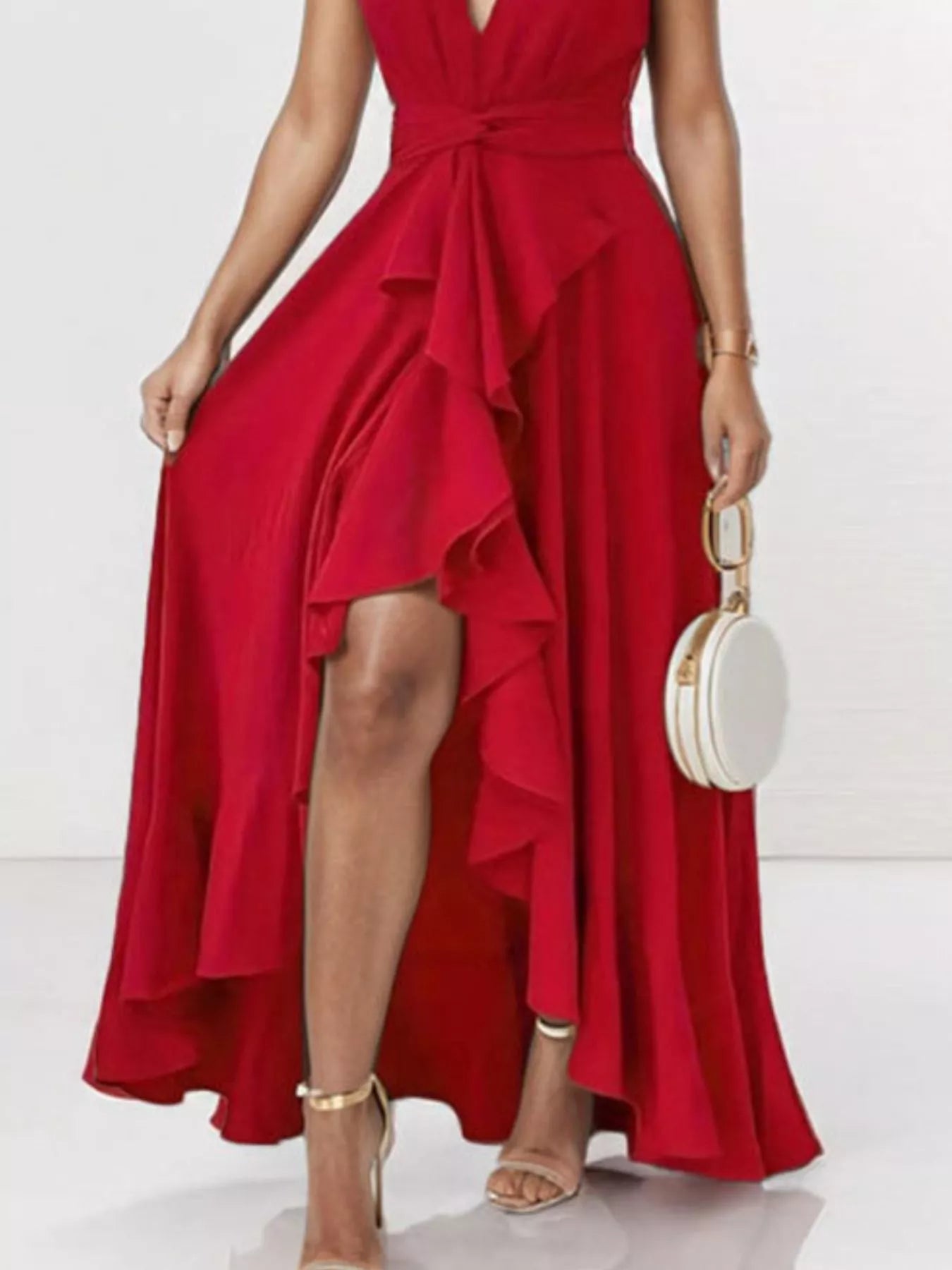 Full Size Ruffled High-Low Maxi Dress Plus Size