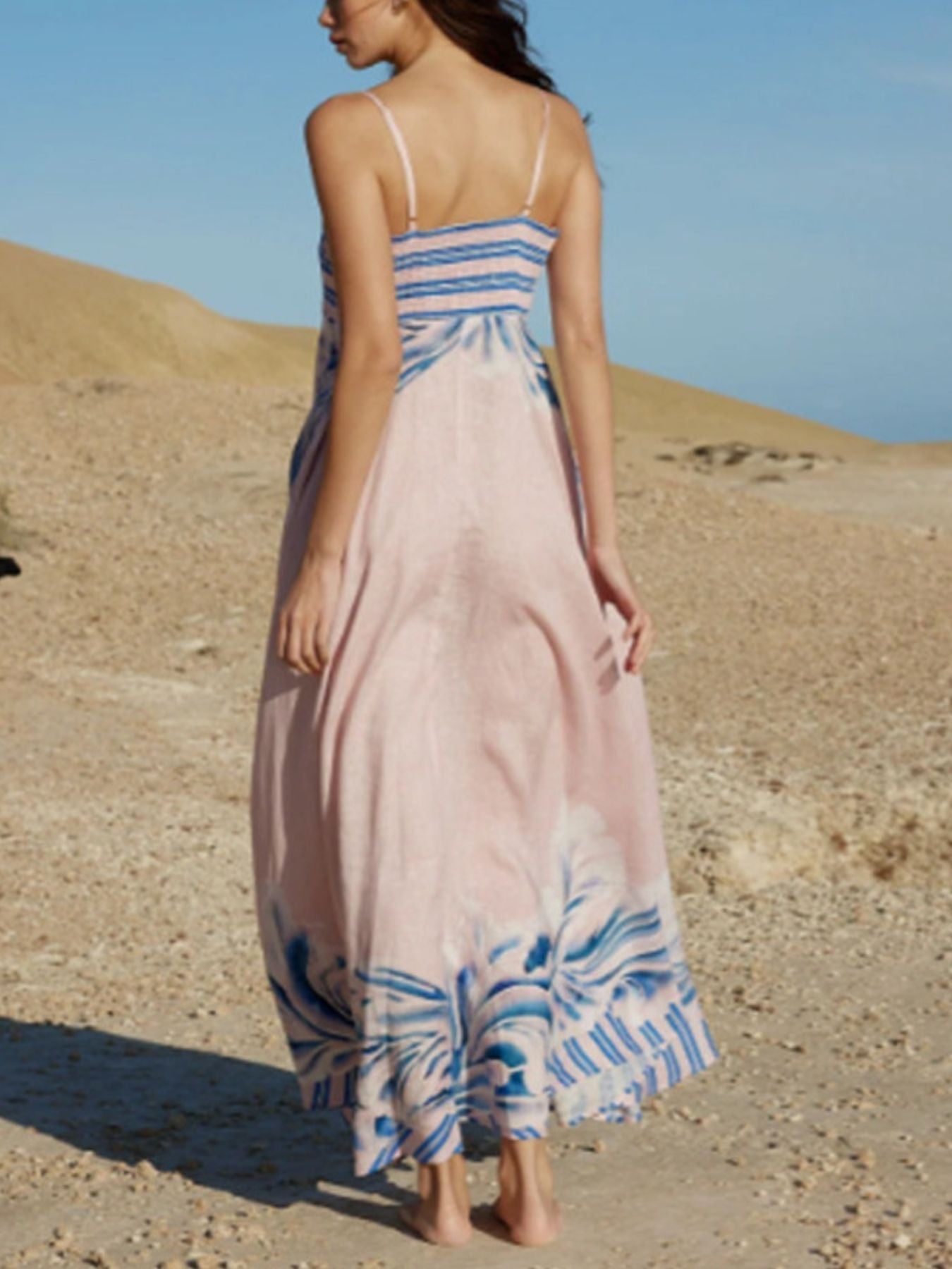 Striped Print Spaghetti Strap Maxi Dress