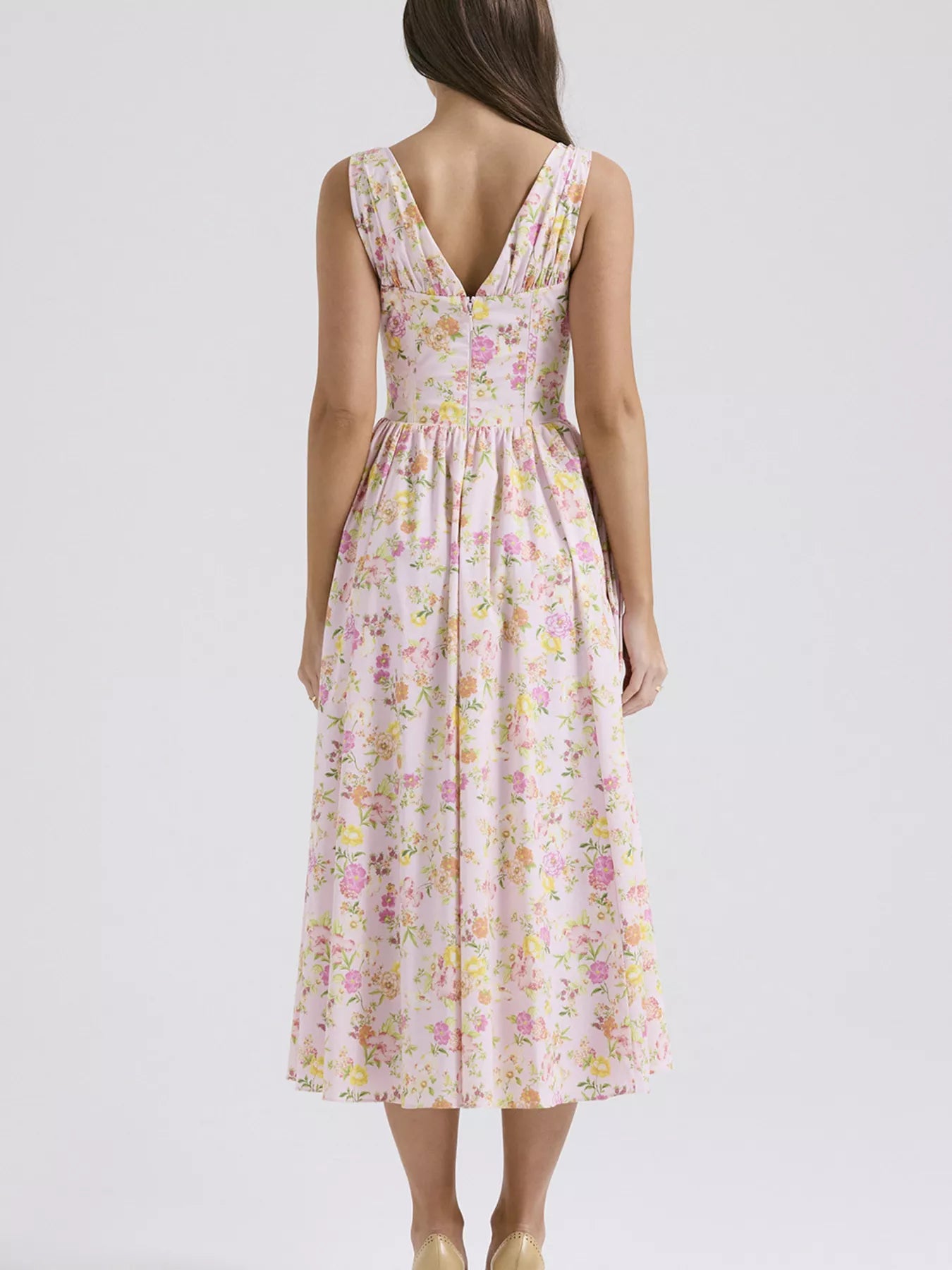 V-Neck Sleeveless Midi Dress