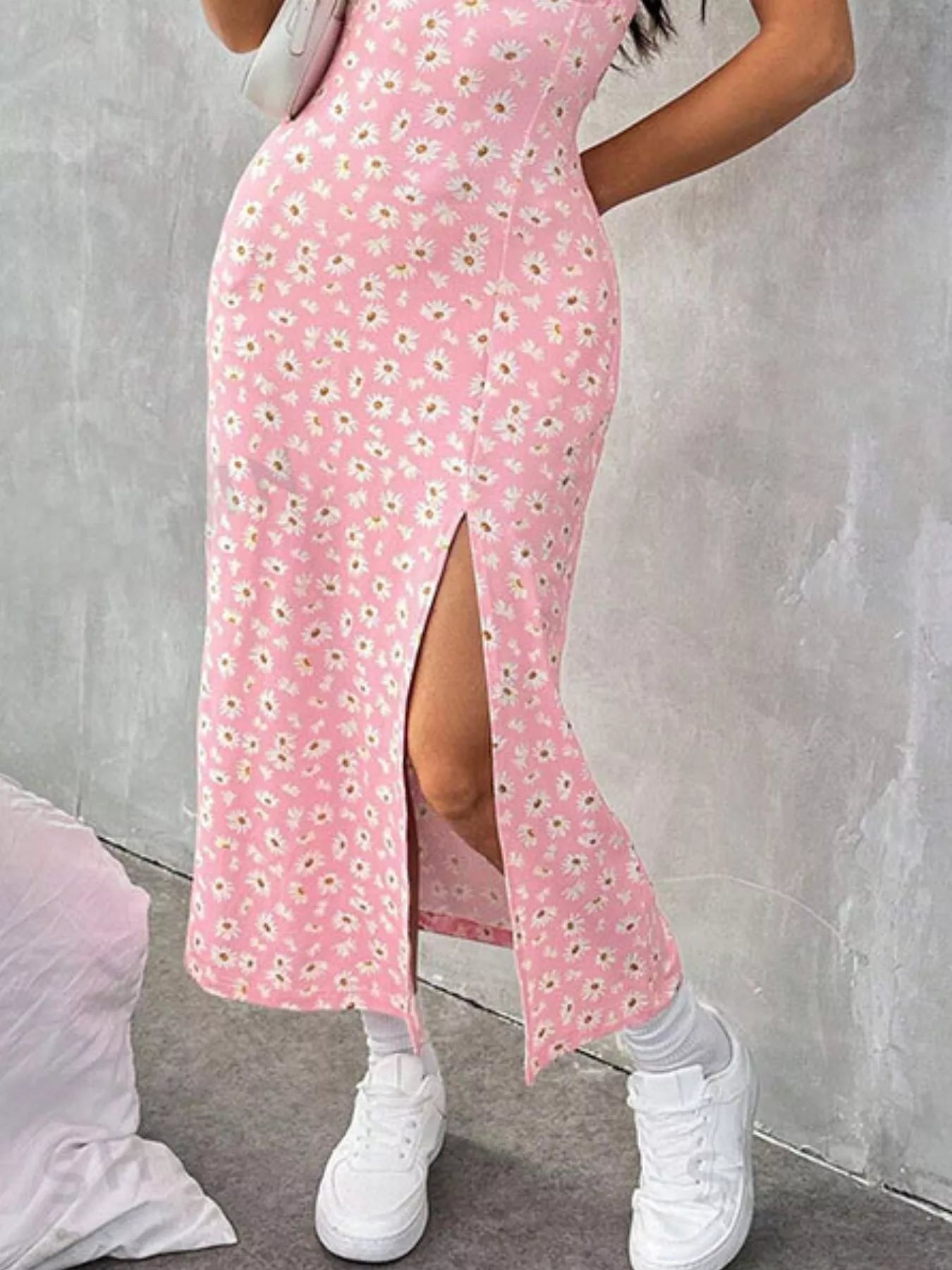 Slit Spaghetti Strap Midi Dress