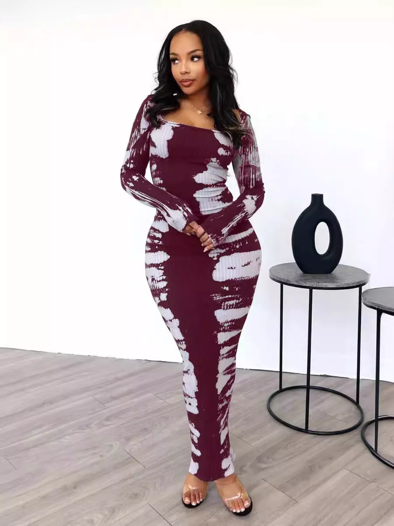 Tie-Dye Long Sleeve Maxi Dress