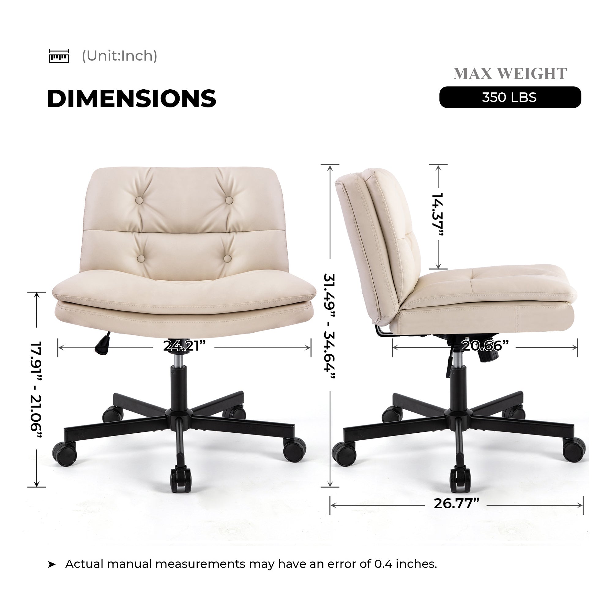 Larger Size 360° Swivel Home Office Desk Chair with Wheels