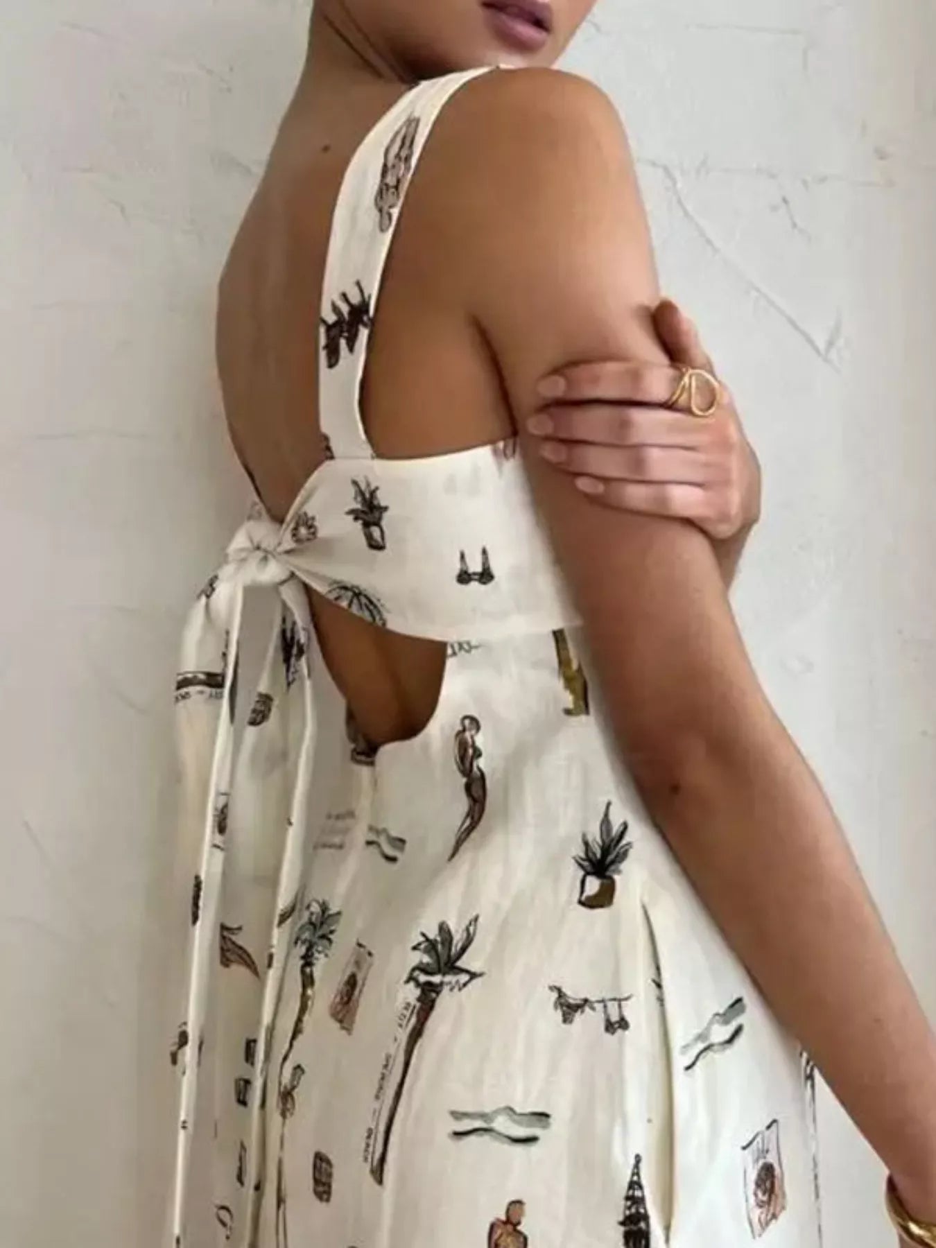 Printed Sleeveless Maxi Dress with Pockets