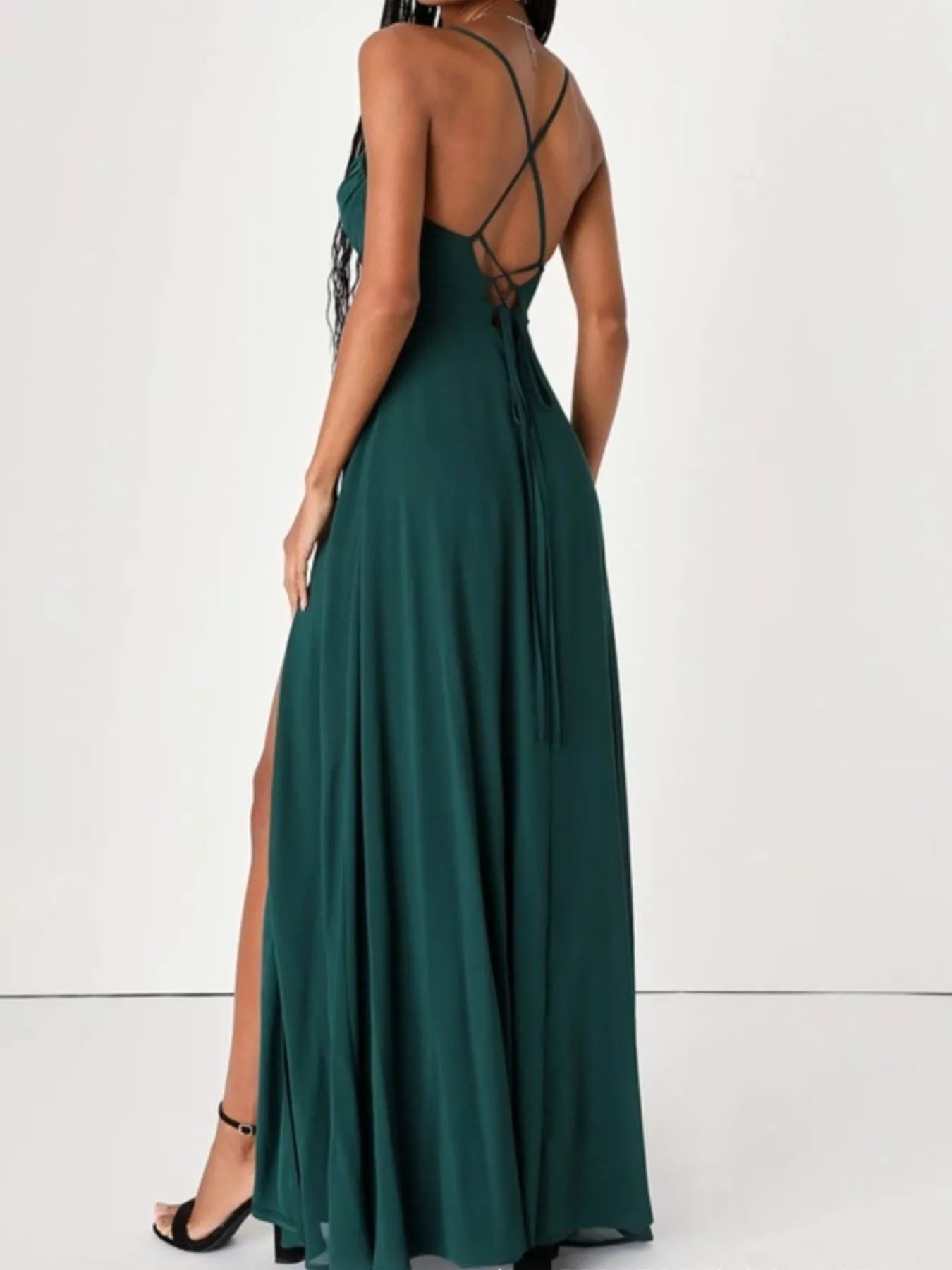 Crisscross Back Slit Maxi Dress