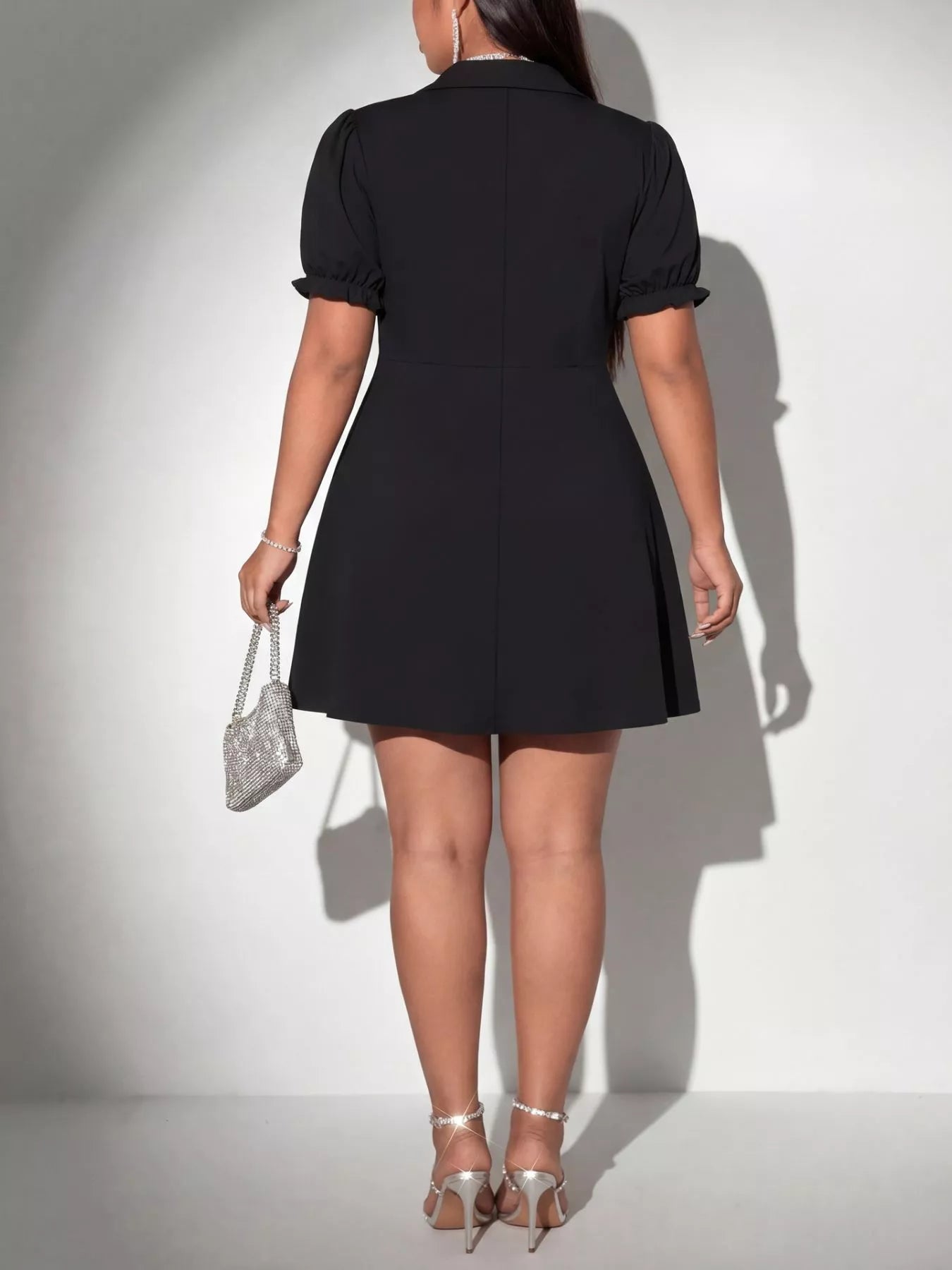 Plus Size Surplice Short Sleeve Mini Dress