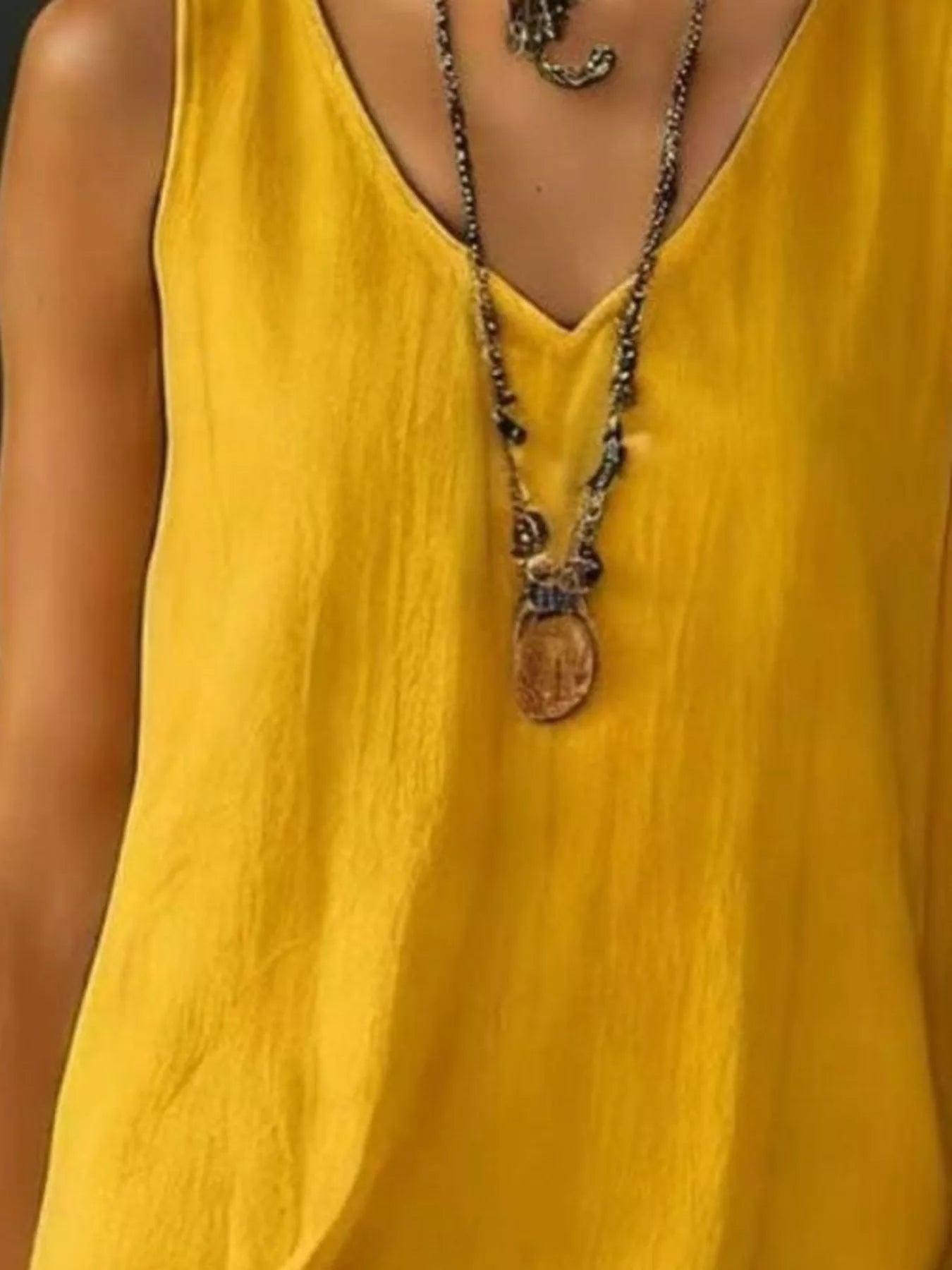 Full Size Ruffled Hem V-Neck Sleeveless Dress Plus Size