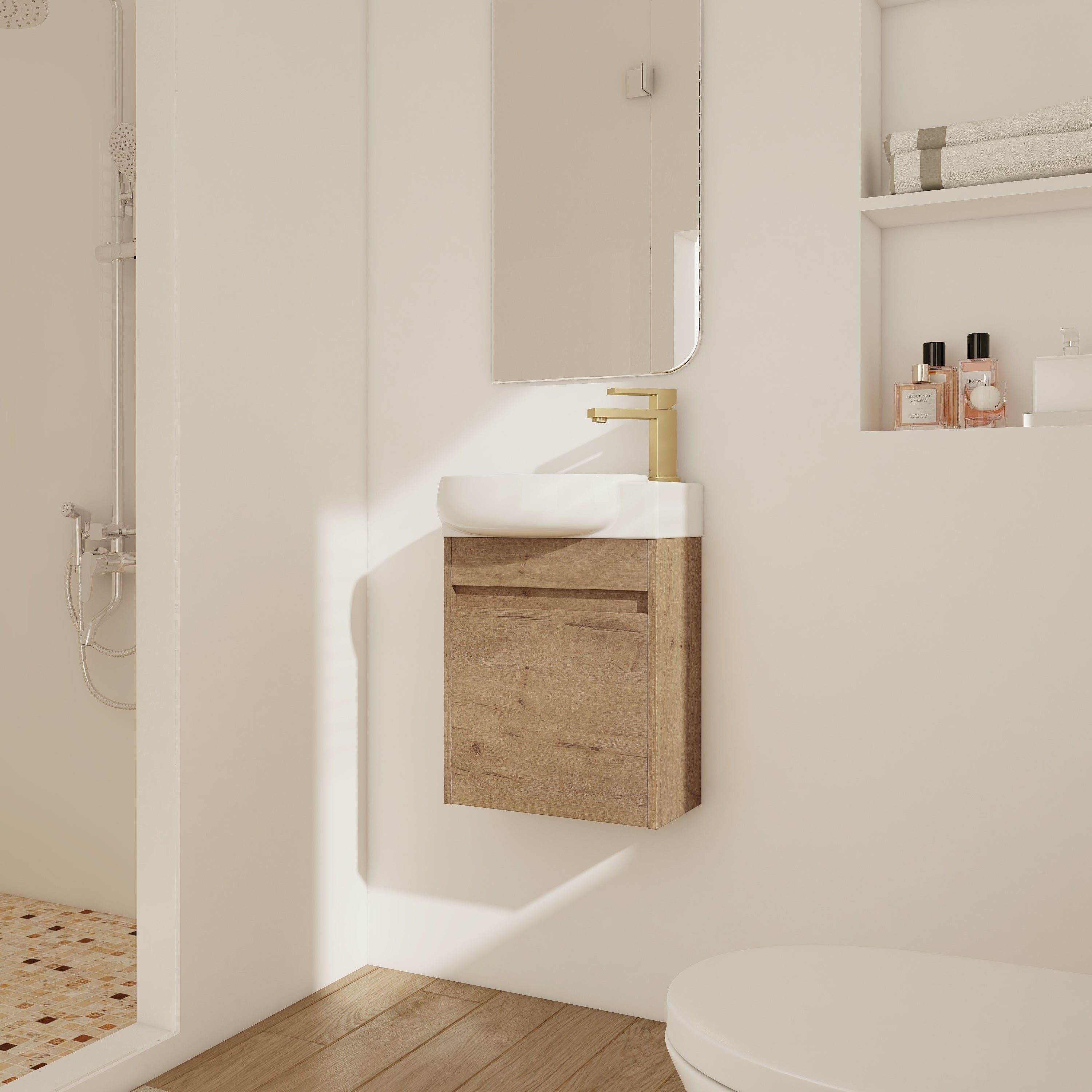 Soft Close Doors Bathroom Vanity With Sink - 16 Inch