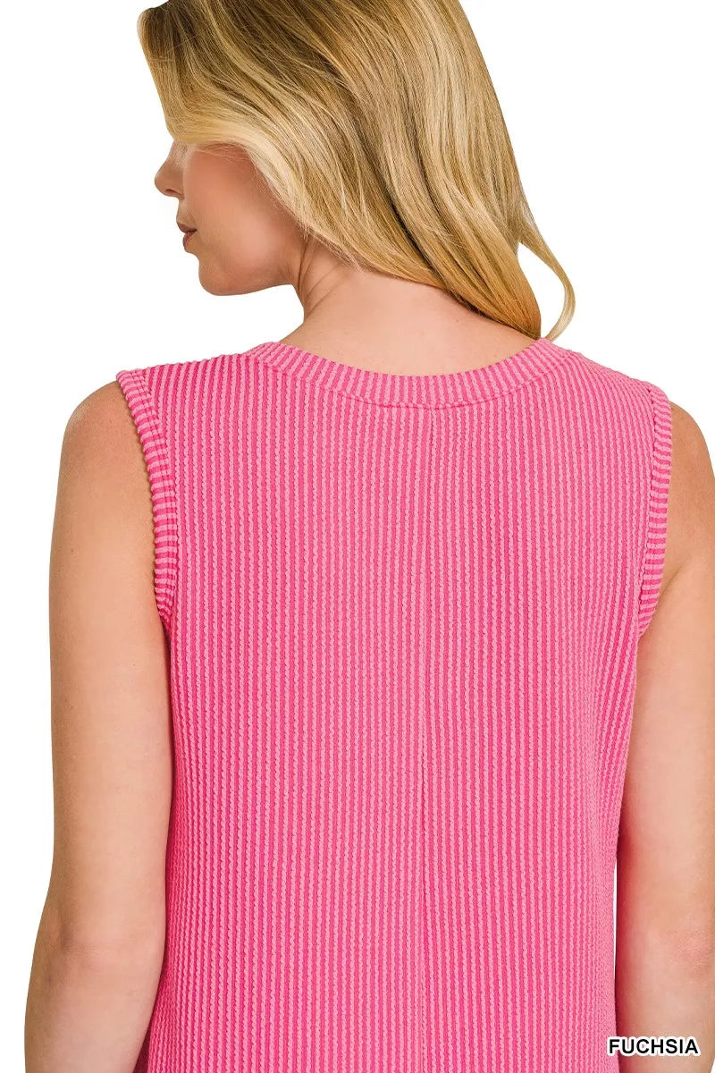 Zenana Raised Rib Sleeveless Mini Dress