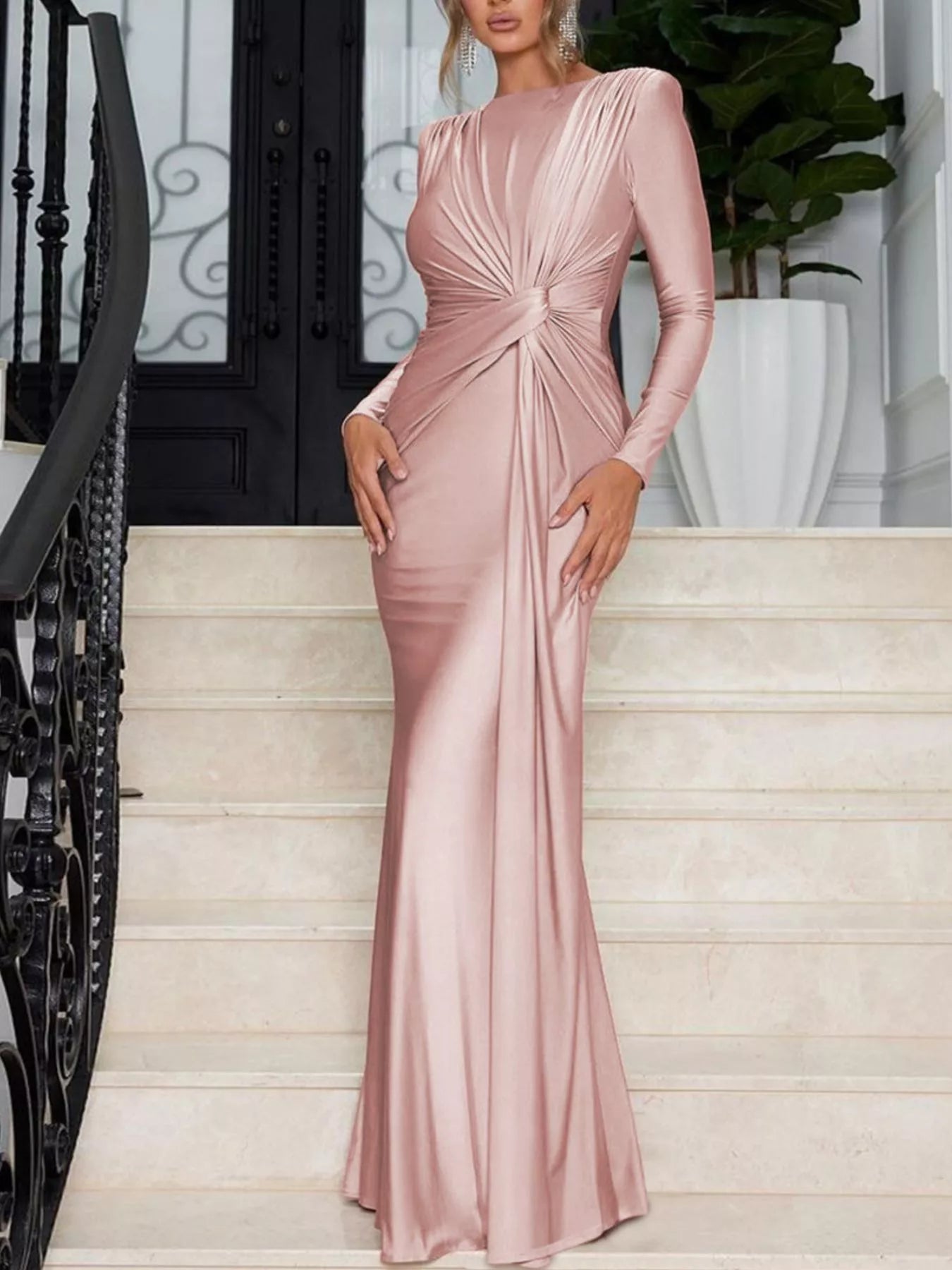 Twisted Long Sleeve Maxi Dress